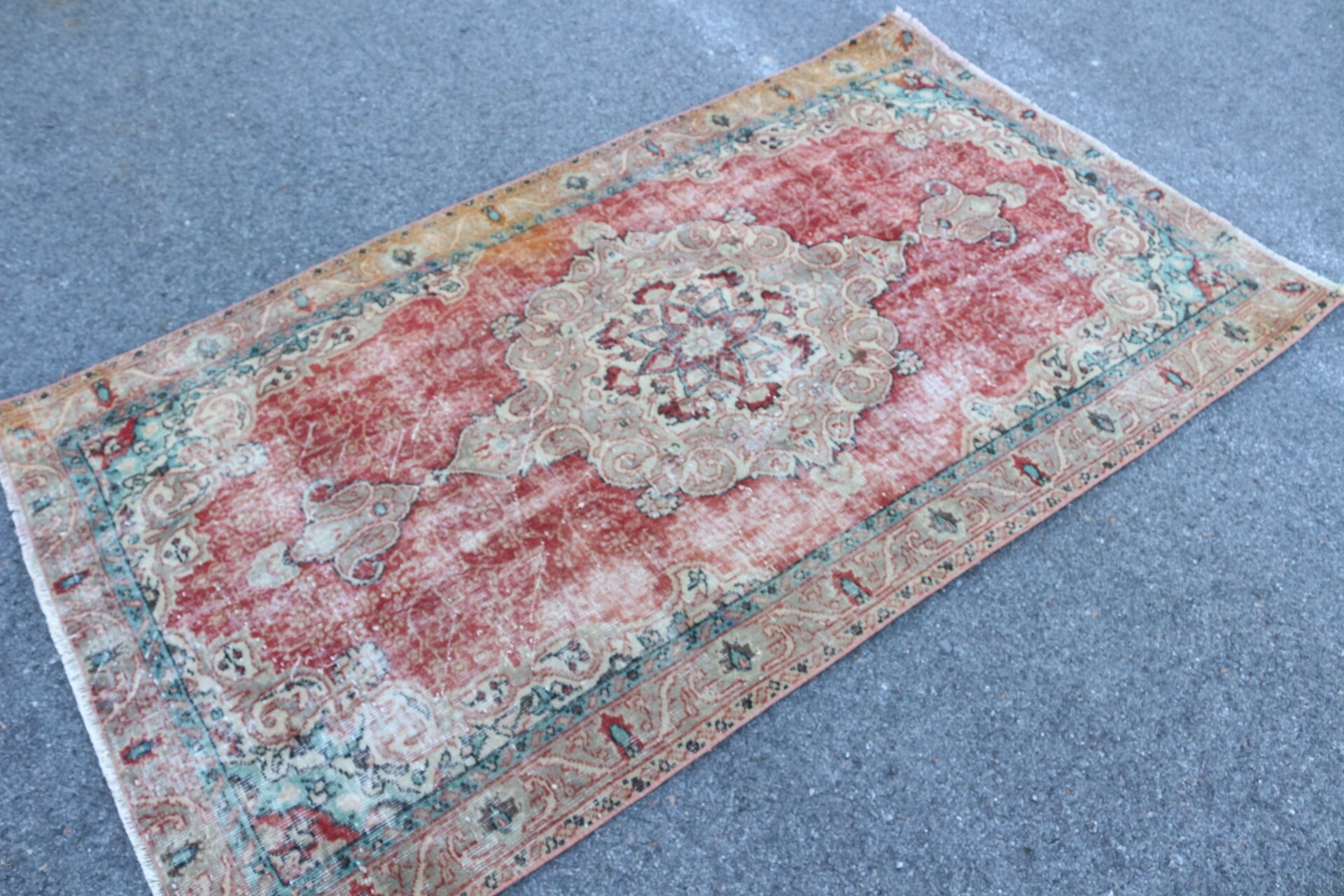 Vintage Rug, Indoor Rug, Antique Rug, Rugs for Area, Bright Rug, Anatolian Rugs, Red Bedroom Rug, Turkish Rugs, 3.8x6.7 ft Area Rug