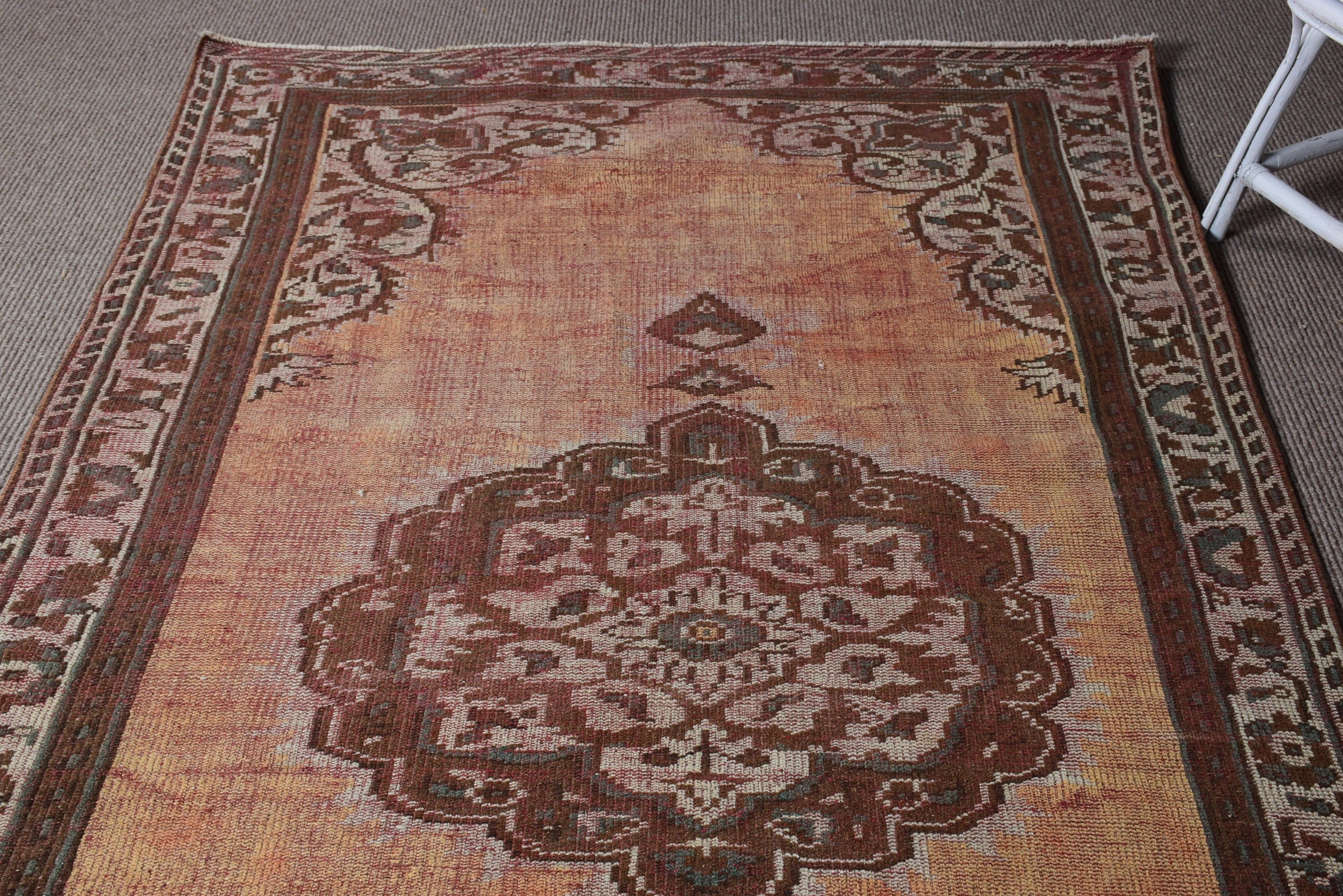 4.6x8.9 ft Large Rug, Orange Antique Rugs, Turkish Rug, Vintage Rug, Dining Room Rug, Living Room Rug, Anatolian Rugs