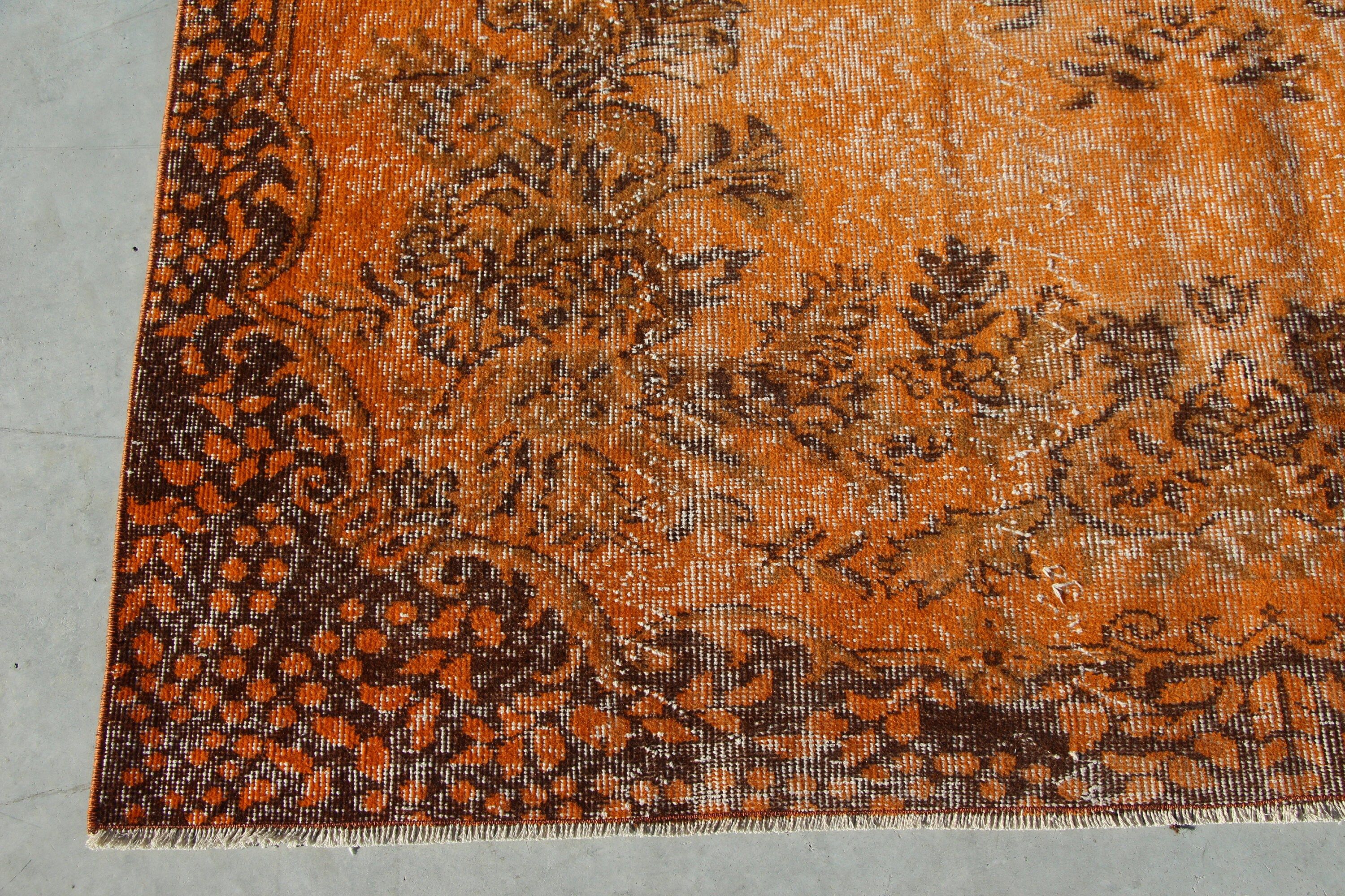 Dining Room Rugs, Turkish Rugs, Wool Rug, Vintage Rugs, Bedroom Rug, Eclectic Rug, Orange  5.6x8.8 ft Large Rug, Antique Rug