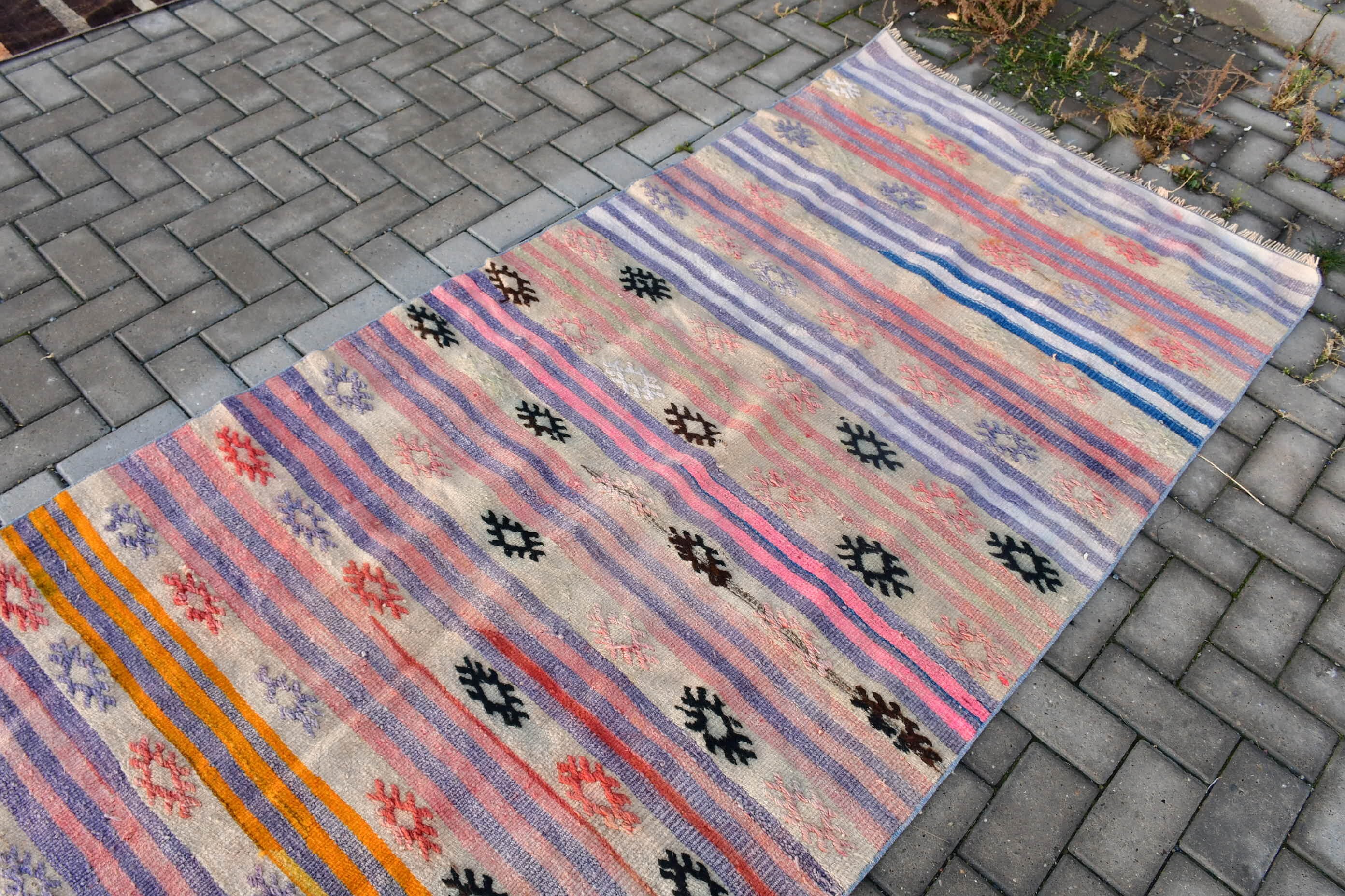 Havalı Halı, Kilim, Türk Halıları, Bej Mutfak Halısı, Vintage Halı, Merdiven Halıları, Koridor Halıları, Anadolu Halısı, 3,9x11,8 ft Yolluk Halısı