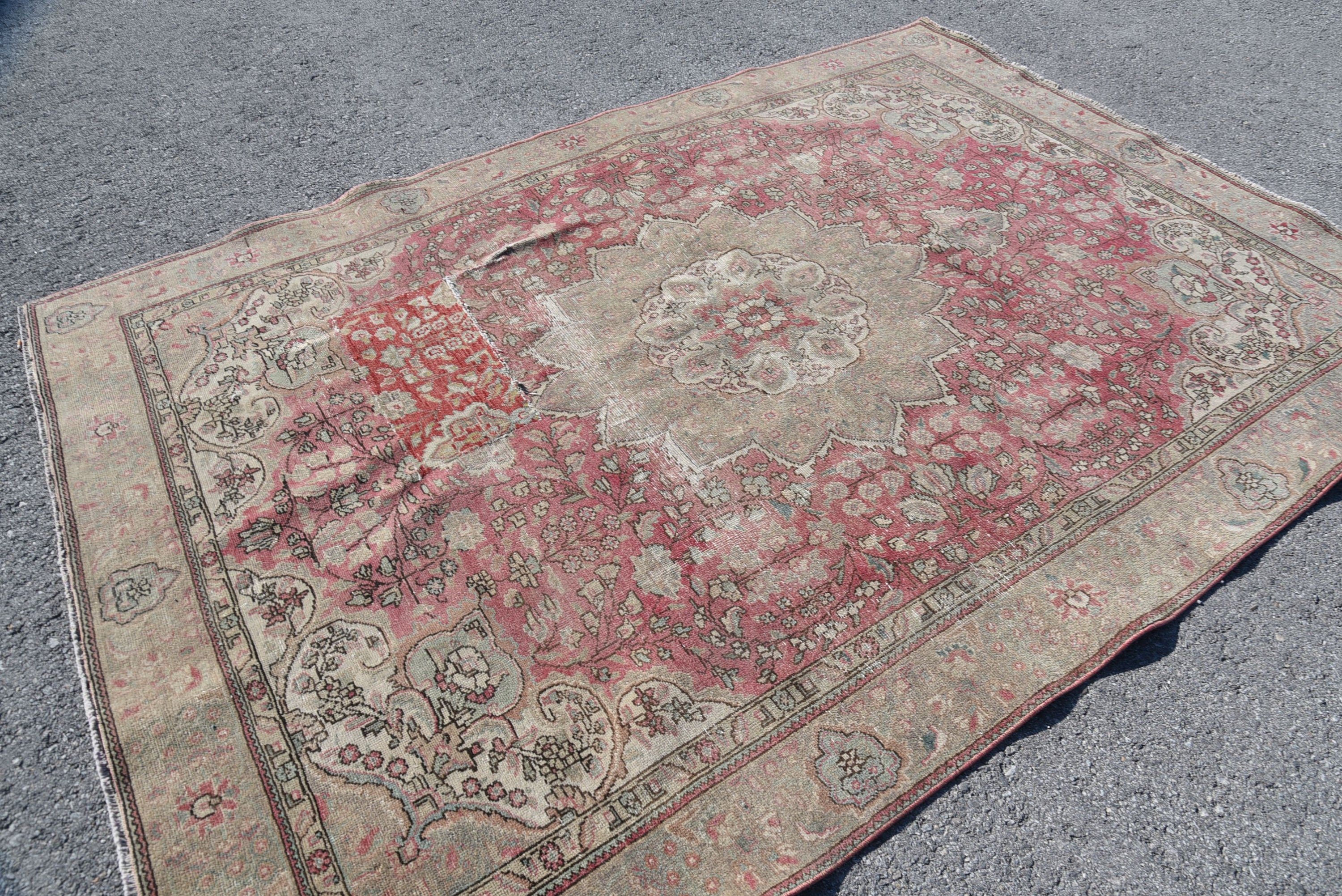 Yün Halı, Vintage Halı, Salon Halısı, Oturma Odası Halıları, 6.6x9.3 ft Büyük Halı, Büyük Yün Halı Halıları, Türk Halıları, Fas Halısı, Yatak Odası Halısı