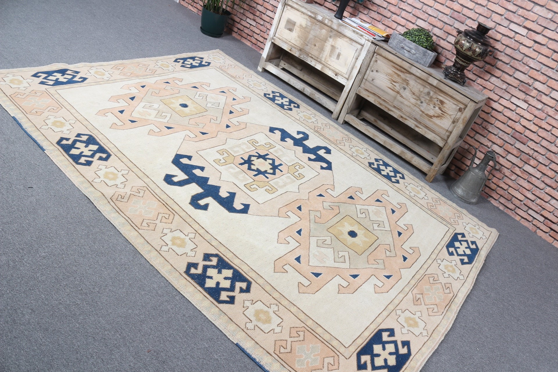 Eclectic Rugs, Beige Floor Rug, Dining Room Rugs, Moroccan Rugs, Salon Rug, Vintage Rugs, Oriental Rug, 6.1x8.2 ft Large Rugs, Turkish Rug