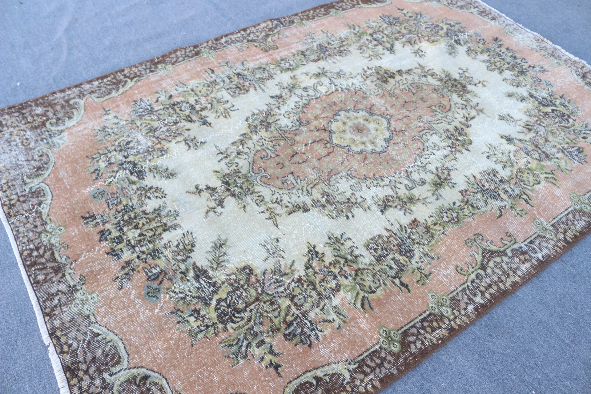 Bedroom Rug, 5.3x8.3 ft Large Rugs, Dining Room Rugs, Vintage Rug, Beige Oushak Rugs, Anatolian Rug, Turkish Rug, Decorative Rug, Floor Rug