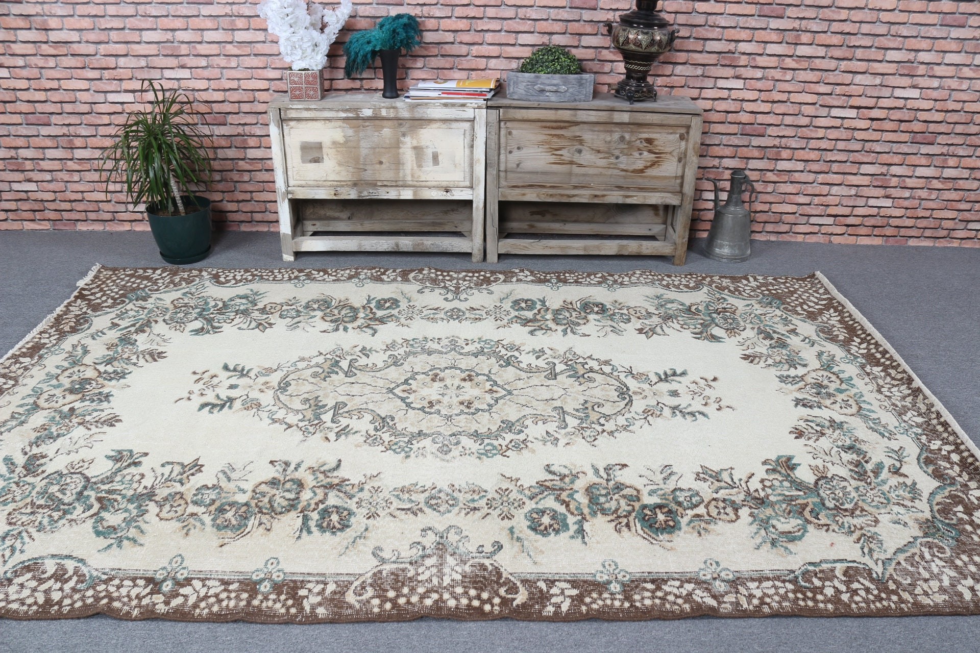 5.6x9.3 ft Büyük Halılar, Vintage Halı, Bej Zemin Halıları, Ev Dekorasyonu Halısı, Türk Halısı, Etnik Halı, Yatak Odası Halısı, Oturma Odası Halısı