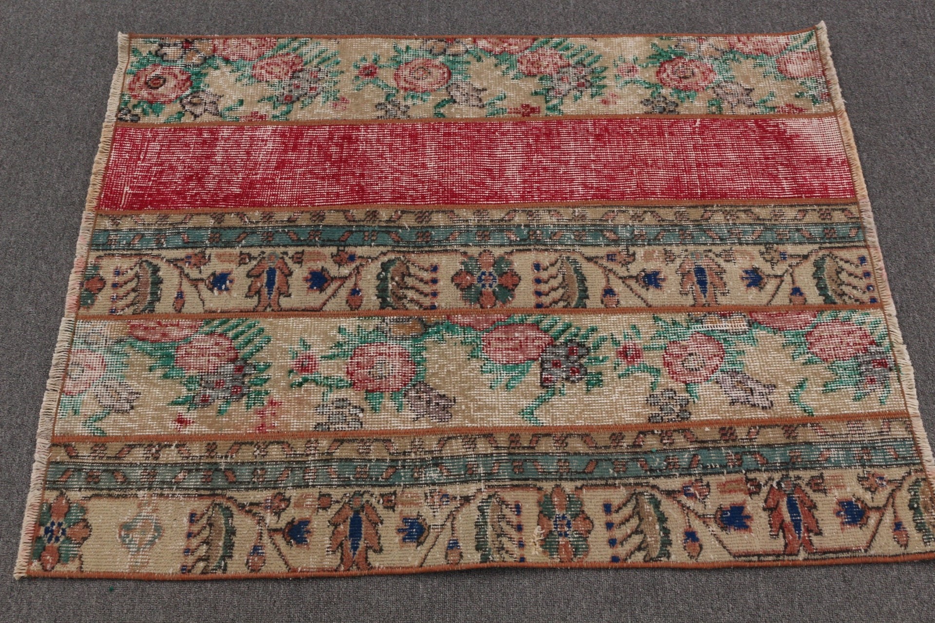 Rugs for Entry, 3x3.8 ft Small Rug, Door Mat Rug, Entry Rug, Brown Oushak Rugs, Vintage Rug, Turkish Rug, Home Decor Rug, Antique Rugs