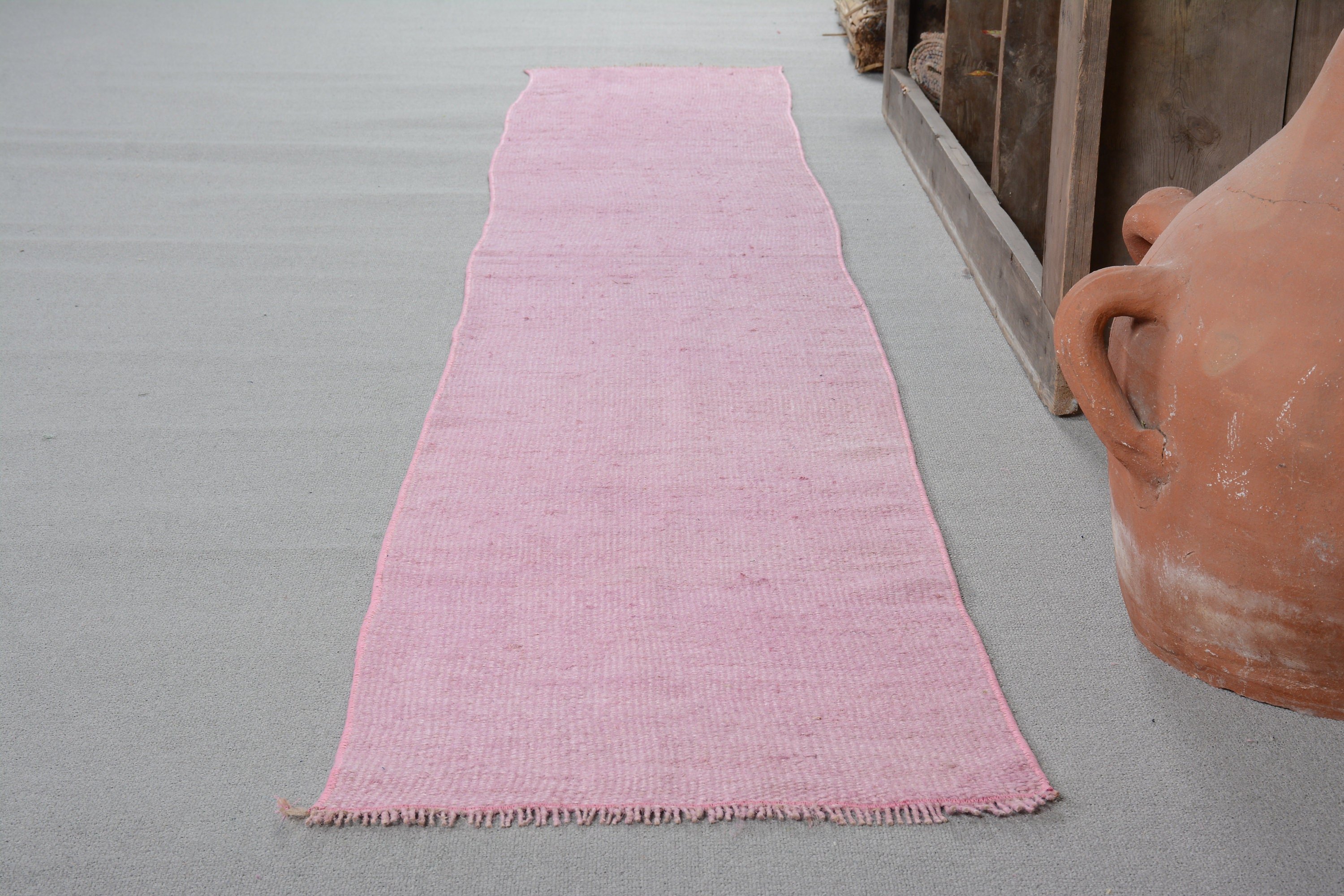 1.6x10.3 ft Runner Halı, Soluk Halılar, Türk Halıları, Yün Halı, Yer Halısı, Koridor Halıları, Koridor Halısı, Pembe Mutfak Halısı, Vintage Halılar