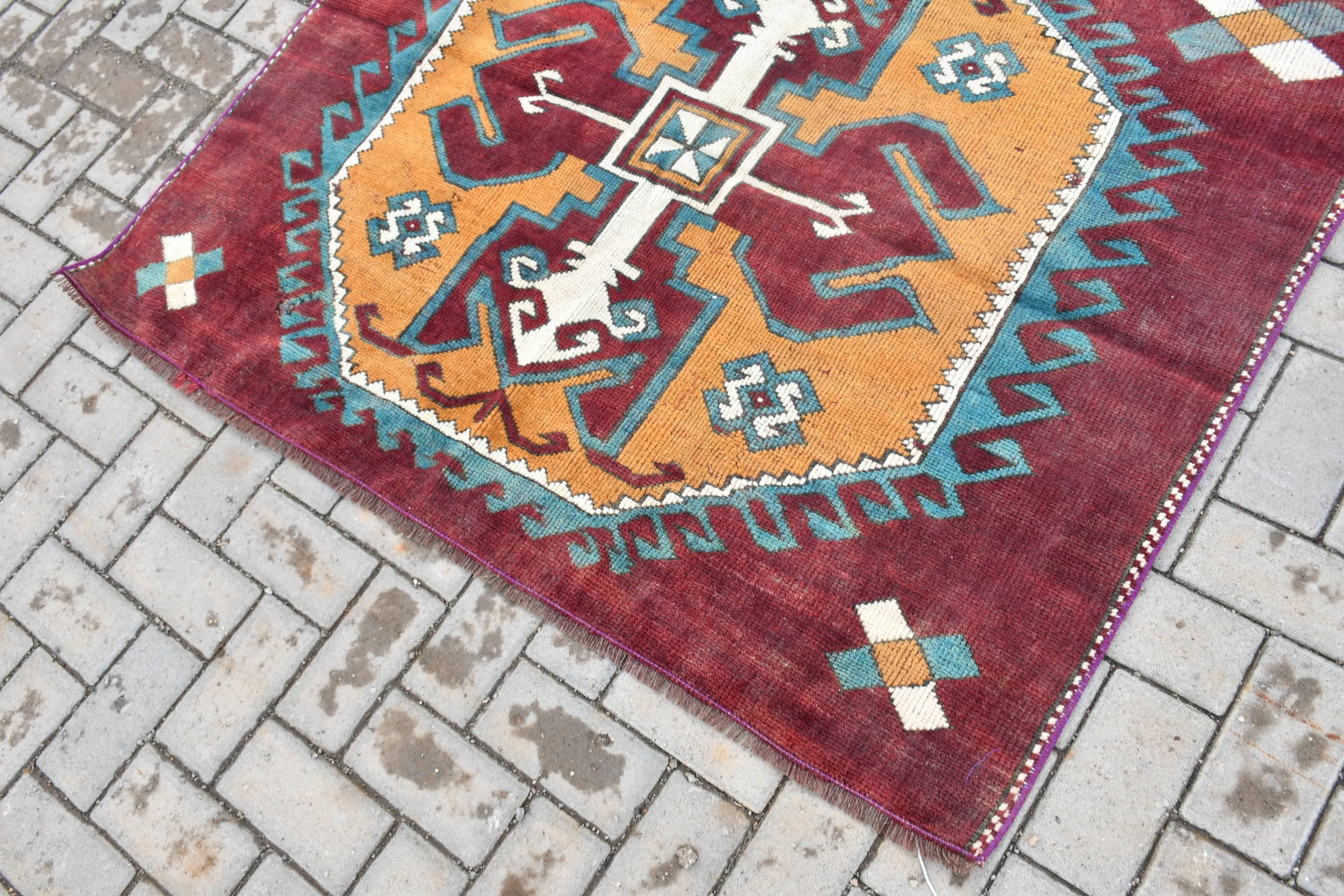 Floor Rugs, Vintage Rugs, Kitchen Rugs, Red Cool Rugs, Rugs for Bedroom, Oriental Rugs, Bedroom Rugs, Turkish Rugs, 4.5x3.8 ft Accent Rug