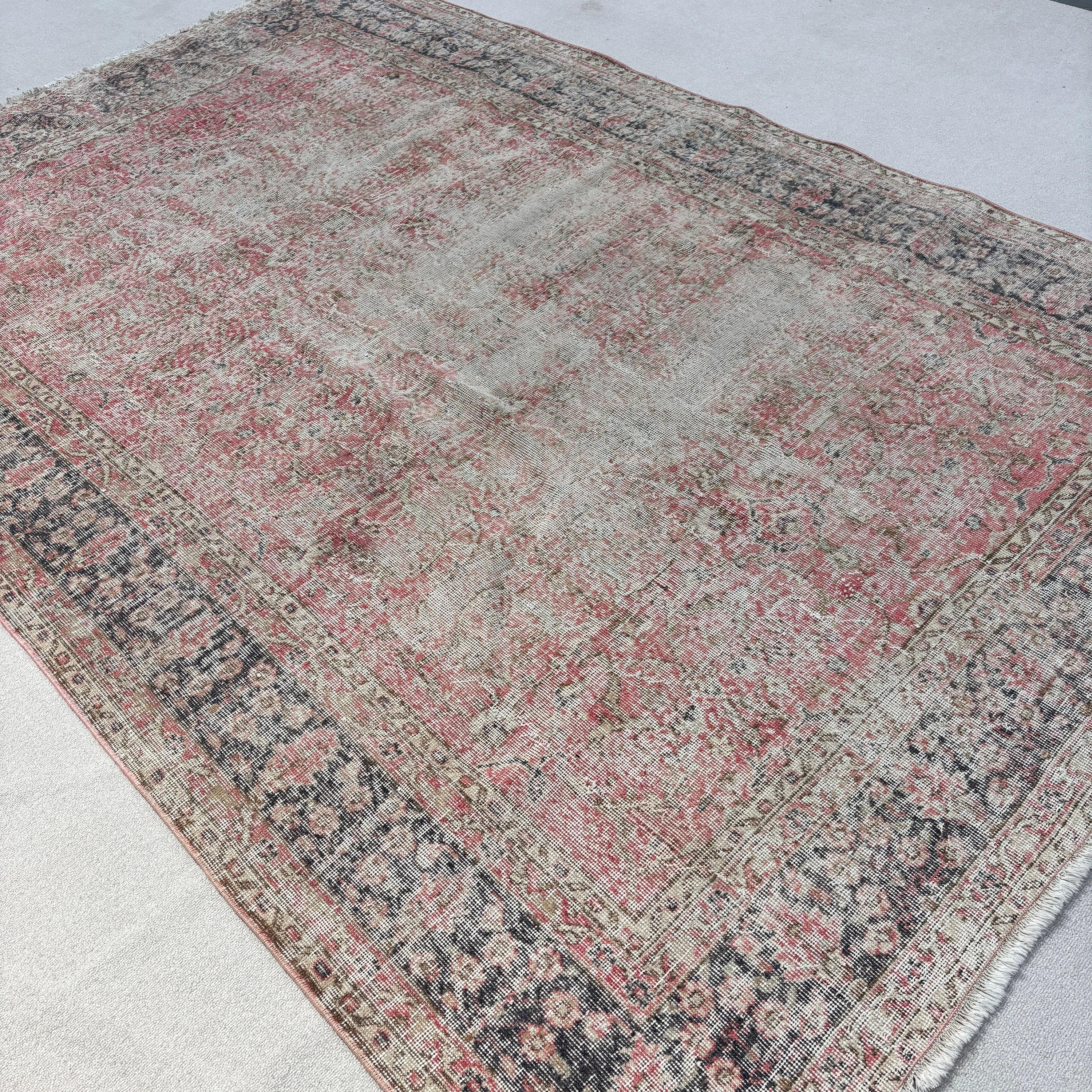 Large Boho Rugs, Vintage Rug, Turkish Rugs, Oriental Rugs, Home Decor Rugs, 6.7x10.3 ft Large Rug, Bedroom Rug, Beige Oushak Rug