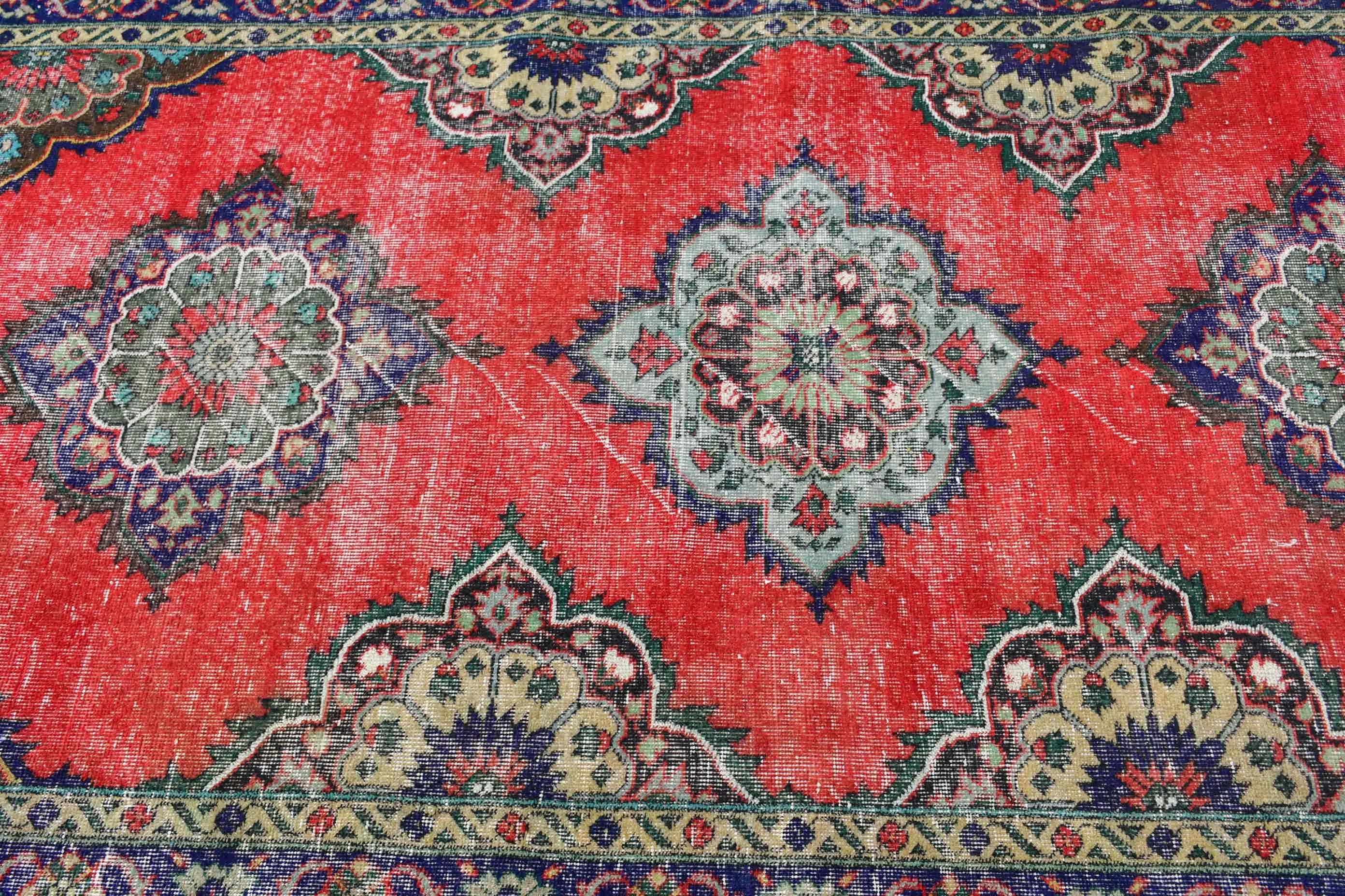 Turkish Rugs, Kitchen Rug, Rugs for Kitchen, Art Rug, Vintage Rug, 4.6x12.8 ft Runner Rug, Oriental Rugs, Red Oushak Rugs, Anatolian Rug