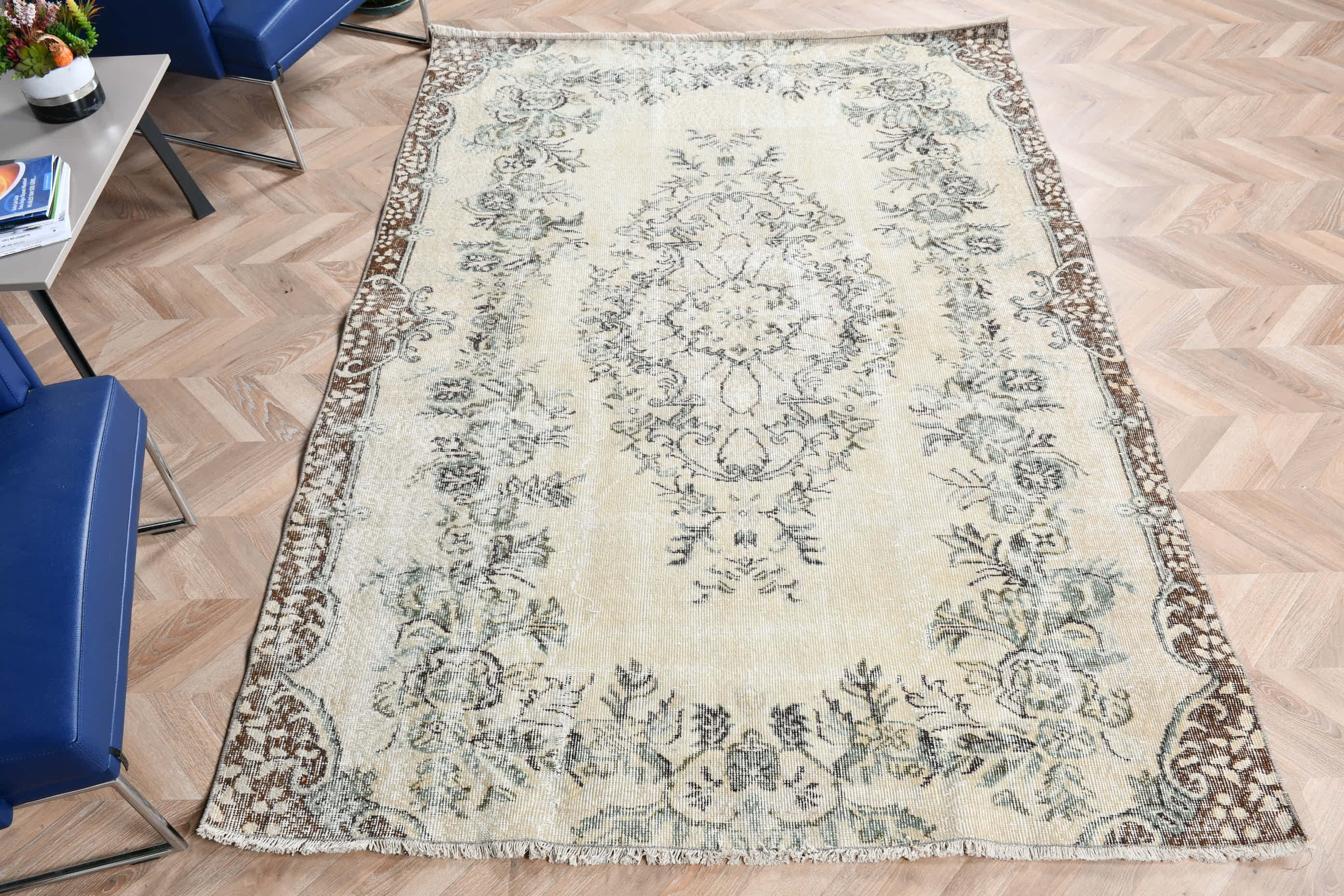 5.4x7.9 ft Large Rug, Kitchen Rug, Dining Room Rug, Salon Rug, Turkish Rug, Anatolian Rug, Nomadic Rugs, Vintage Rugs, Beige Anatolian Rugs