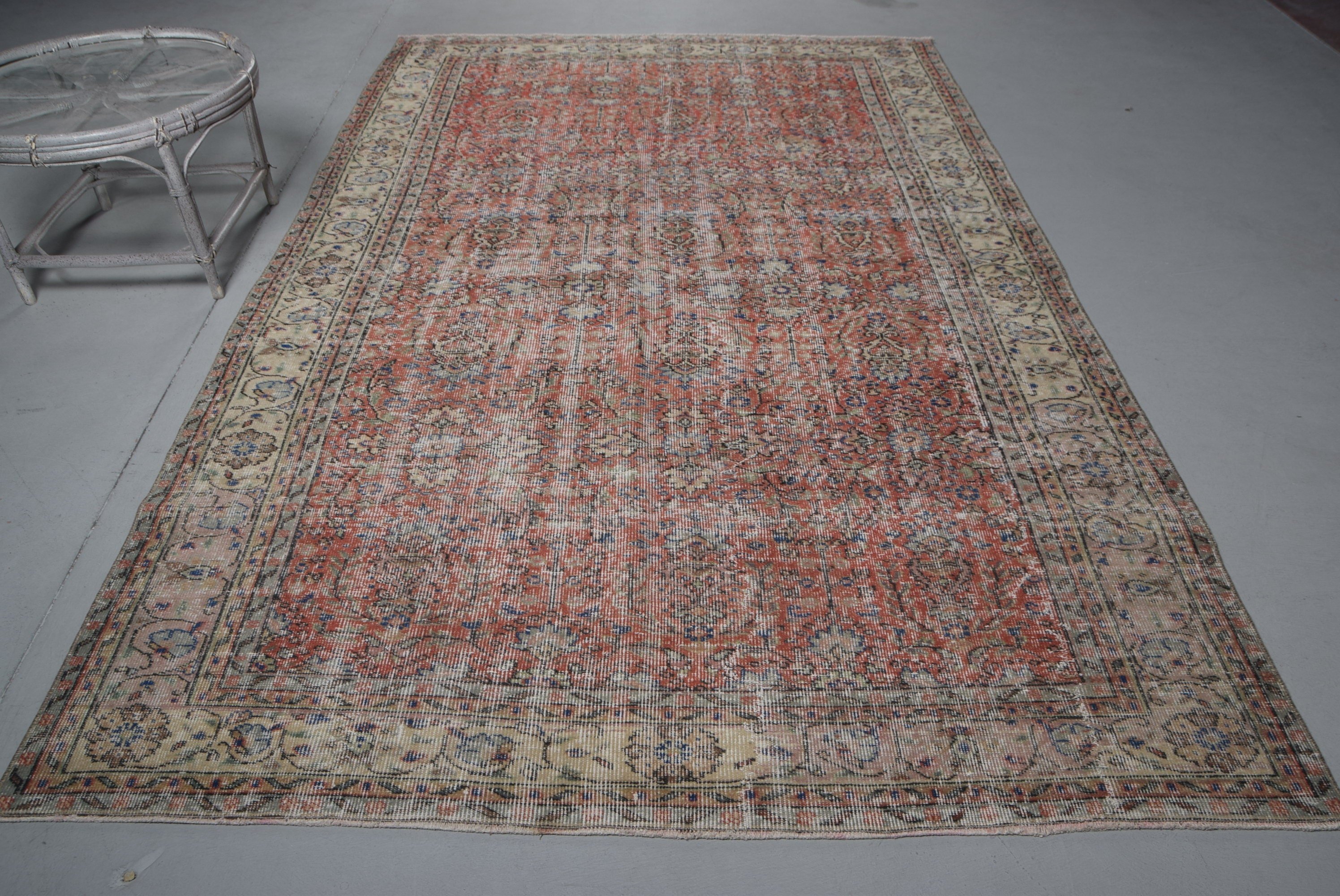 Living Room Rug, Turkish Rugs, Moroccan Rug, Red Kitchen Rugs, Dining Room Rug, Vintage Rug, Anatolian Rugs, 6.4x10.2 ft Large Rugs