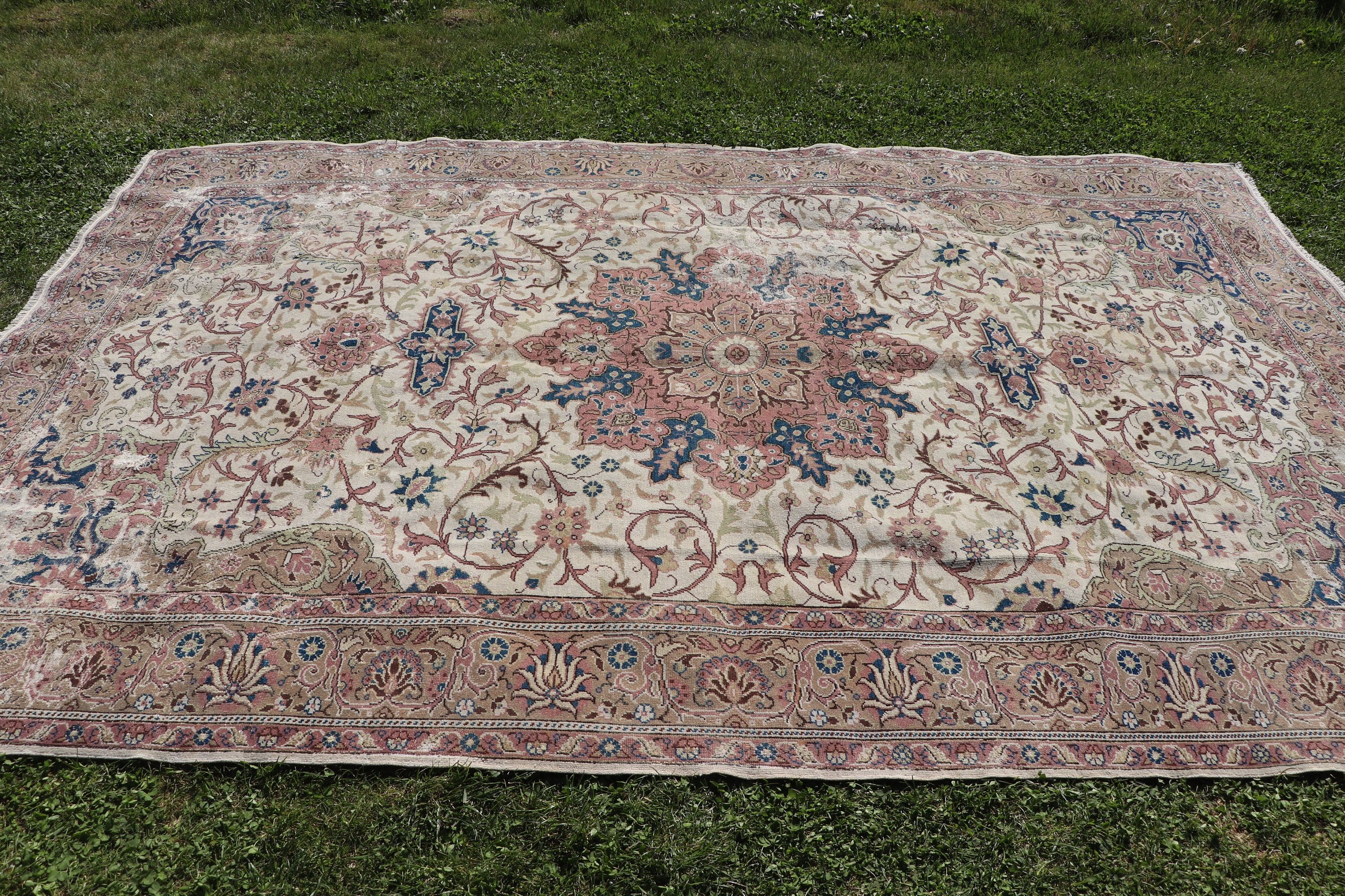 Vintage Halılar, El Dokuma Halılar, 6.5x9.8 ft Büyük Halı, Türk Halısı, Pembe Açıklama Halıları, Lüks Halı, Büyük Vintage Halılar, Büyük Boho Halıları