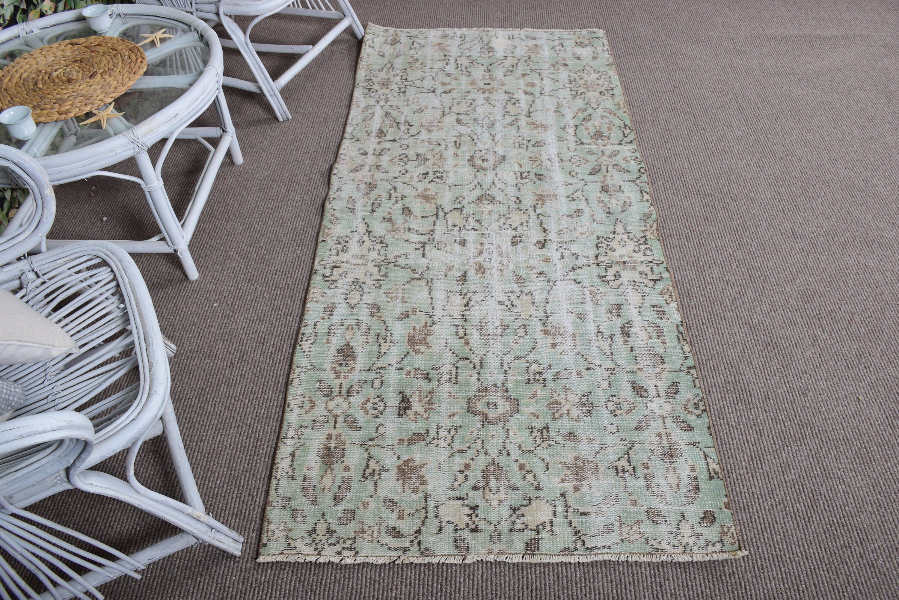 Vintage Rugs, 3x6.4 ft Accent Rug, Green Antique Rug, Antique Rug, Luxury Rug, Nursery Rugs, Aztec Rugs, Vintage Accent Rugs, Turkish Rug