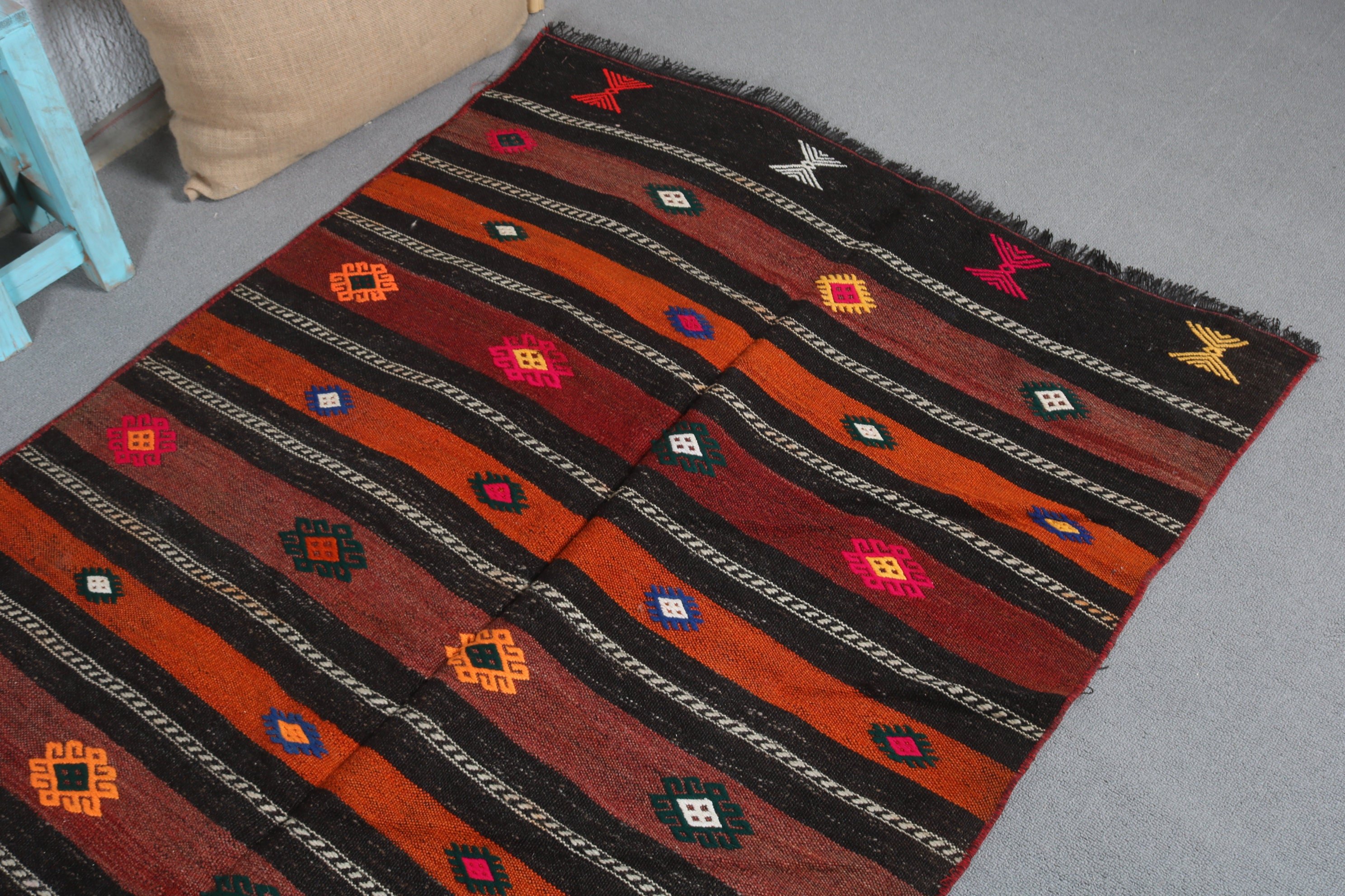 3.4x9.5 ft Runner Halıları, Kilim, Vintage Halı, Mutfak Halıları, Yer Halısı, Mutfak Halıları, Türk Halıları, Oushak Halıları, Turuncu Yer Halıları