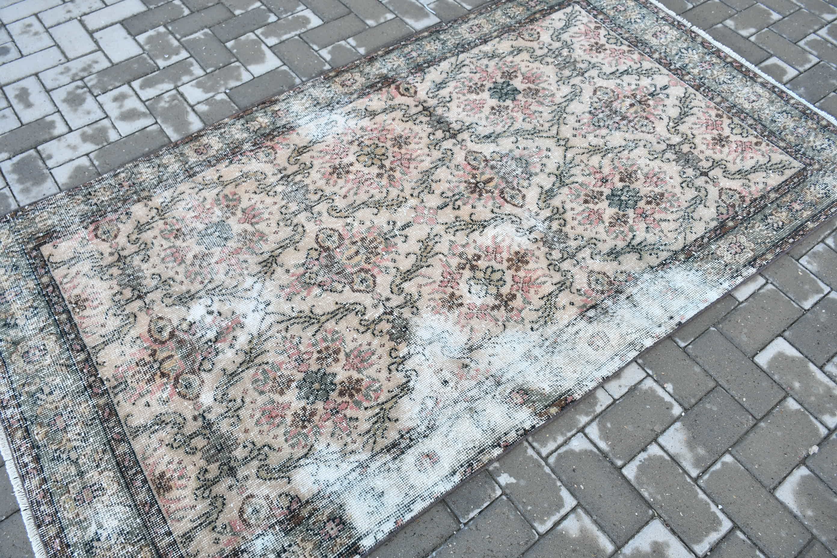 Vintage Halı, Mutfak Halısı, Kahverengi 3,8x7 ft Alan Halısı, İç Mekan Halıları, Türk Halısı, Oturma Odası Halıları, Antika Halı, Oushak Halıları