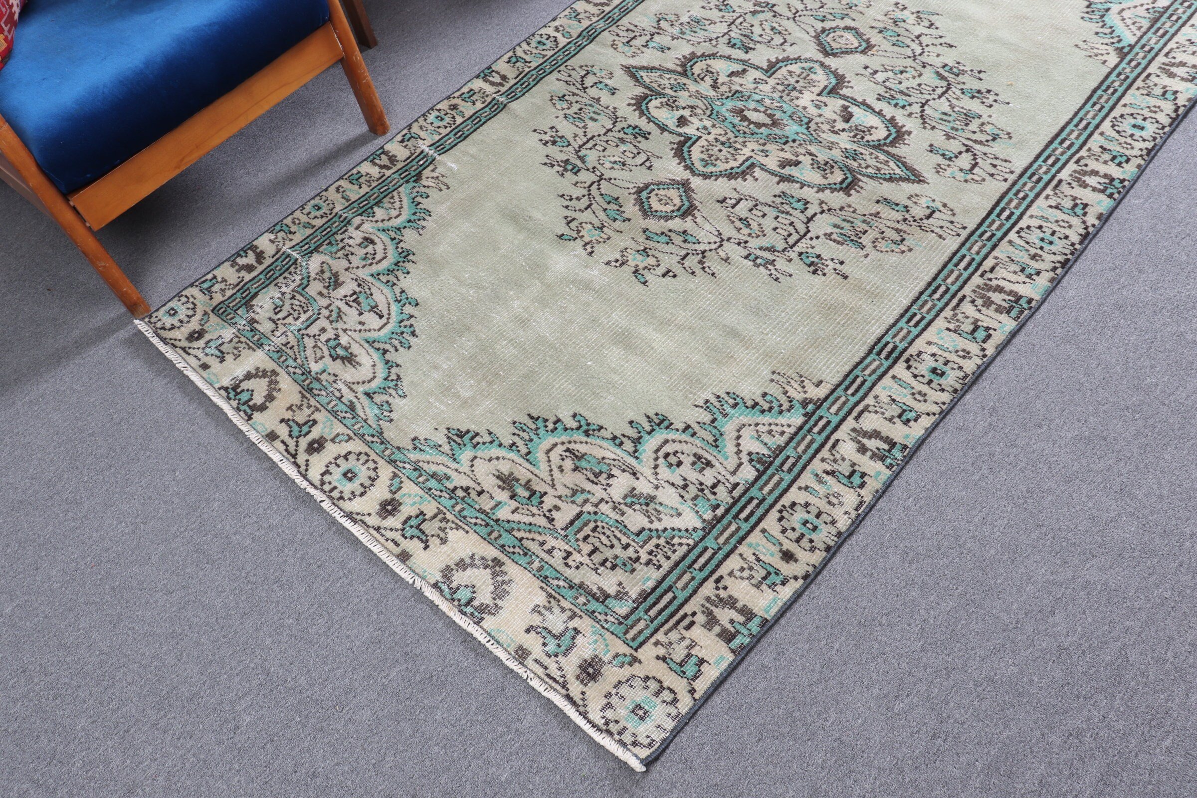 Living Room Rug, Vintage Rug, Cute Rug, 4.3x7.4 ft Area Rug, Green Bedroom Rug, Floor Rugs, Moroccan Rugs, Turkish Rug, Anatolian Rug