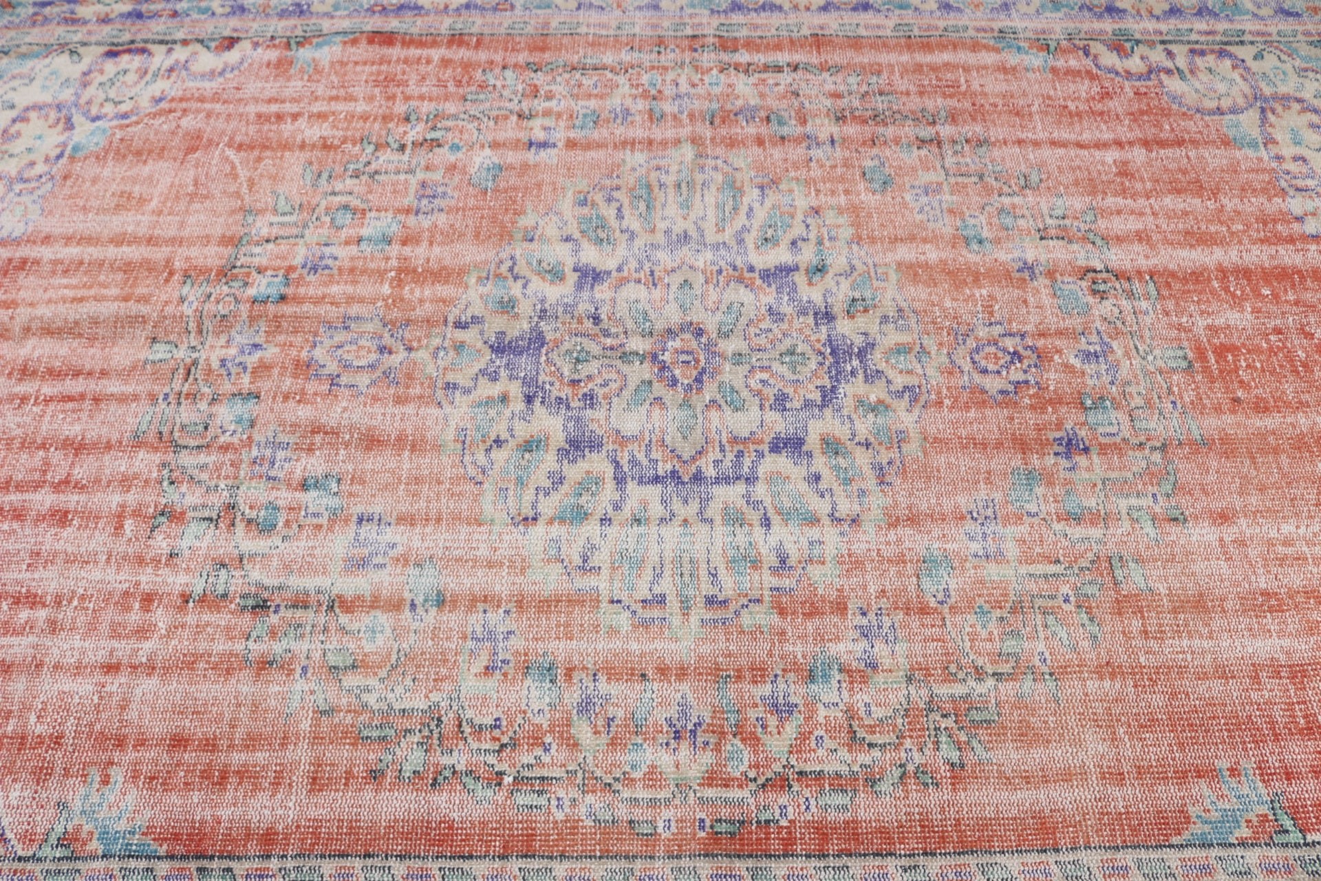 Wool Rug, Dining Room Rug, Orange  5.8x9.5 ft Large Rugs, Salon Rug, Vintage Rug, Floor Rugs, Turkish Rug