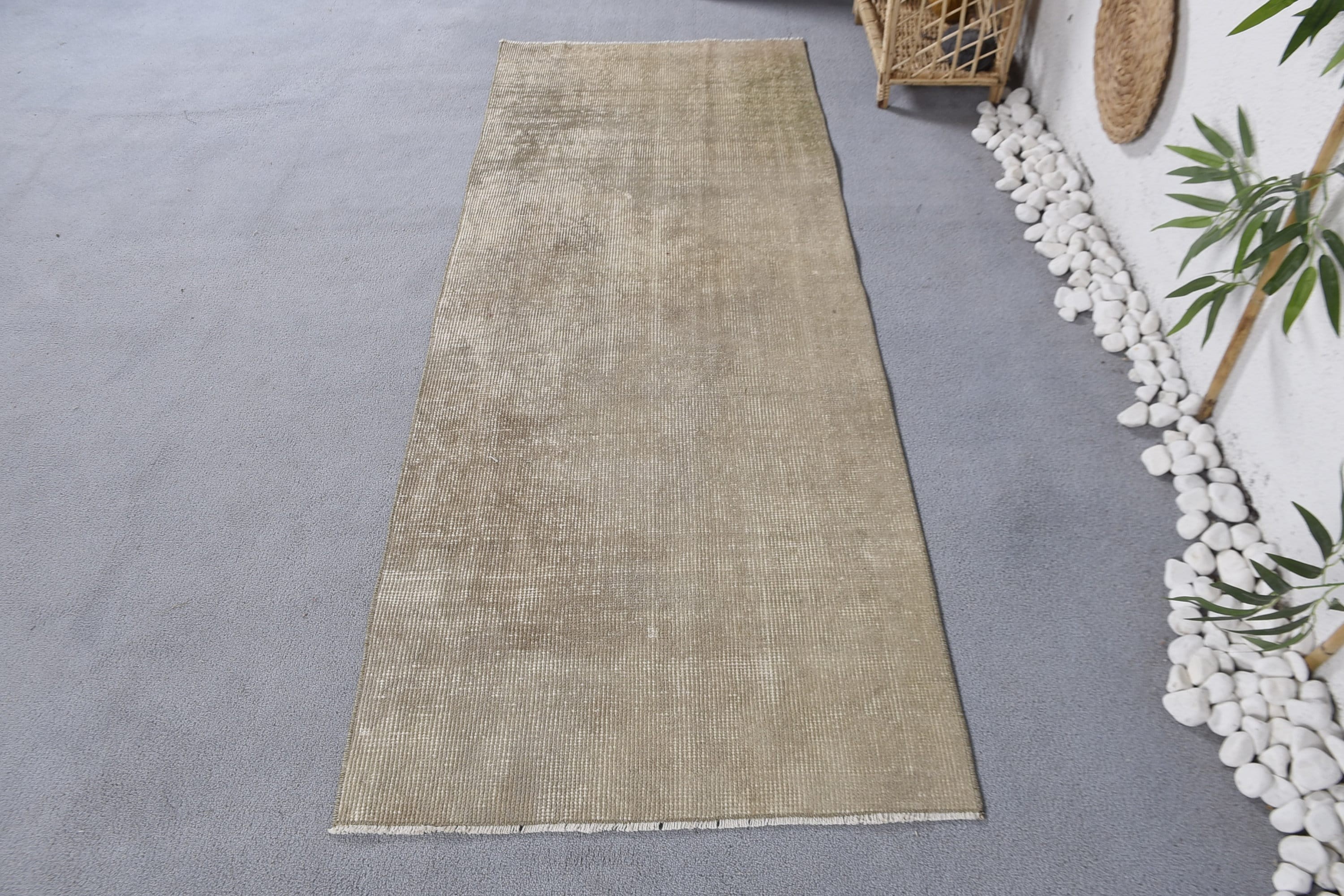 2.5x6.7 ft Runner Halı, Bildiri Halıları, Geometrik Halılar, Türk Halıları, Koridor Halıları, Bej Oushak Halıları, Vintage Runner Halıları, Vintage Halı