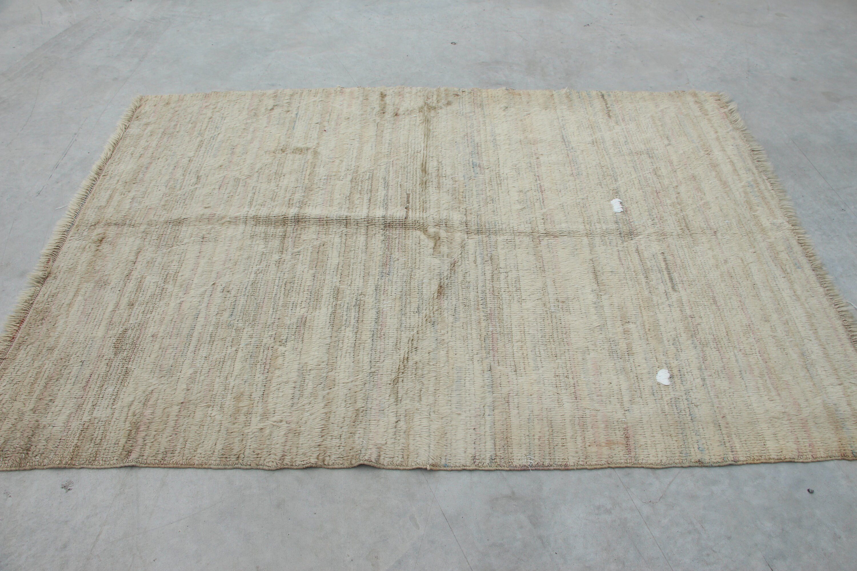 Hand Knotted Rug, Turkish Rug, Floor Rug, Rugs for Indoor, Beige  4.9x6.7 ft Area Rug, Antique Rug, Kitchen Rug, Vintage Rugs