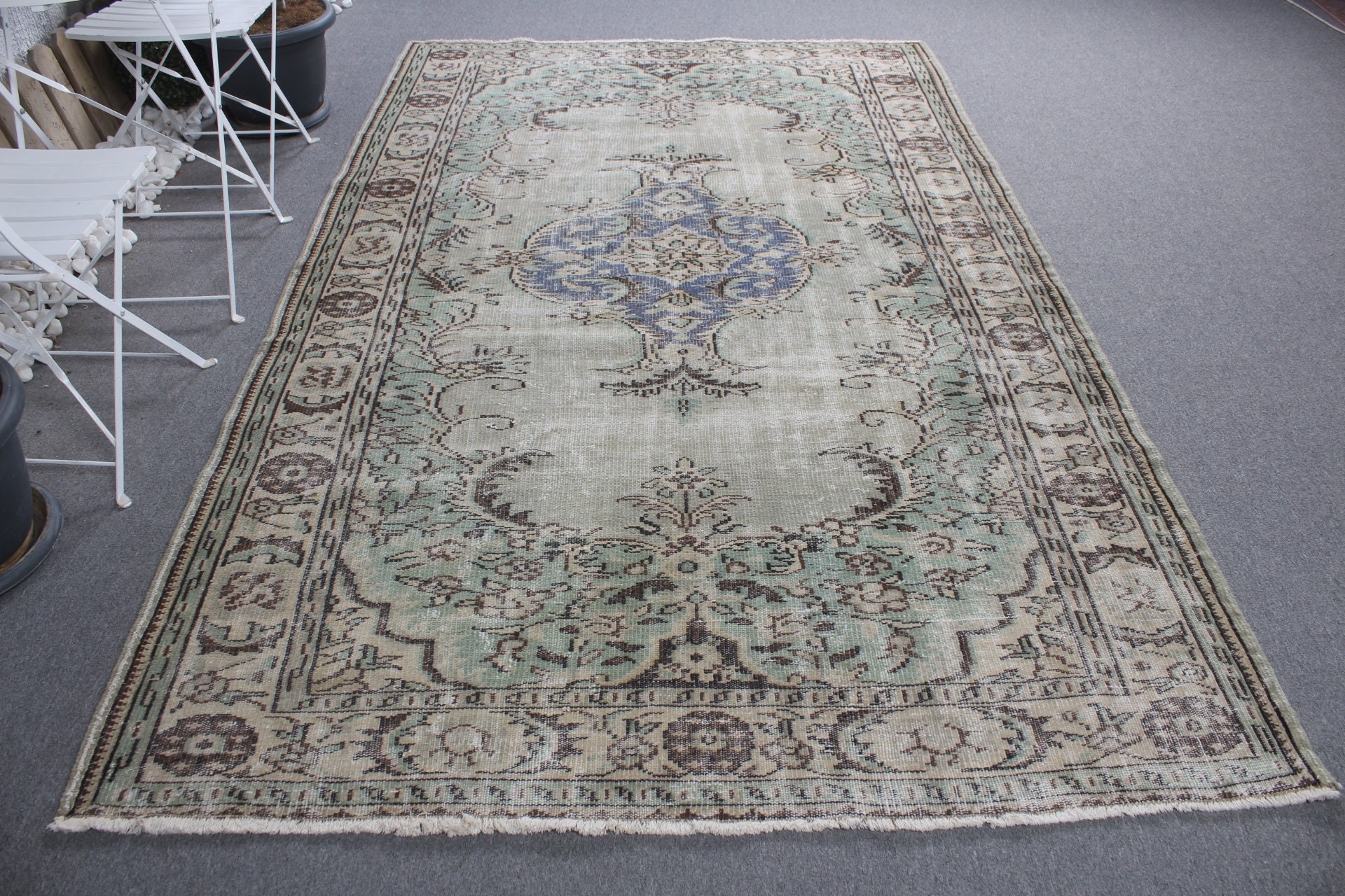 Oriental Rug, Cool Rugs, Green  5.7x9.2 ft Large Rugs, Vintage Rugs, Salon Rug, Living Room Rug, Hand Woven Rug, Turkish Rugs