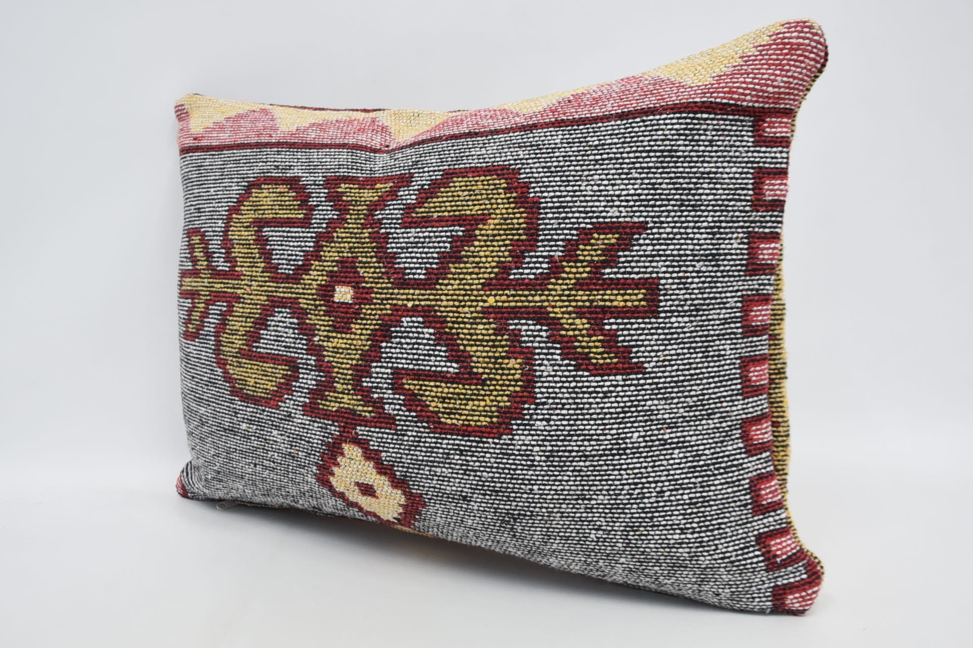 Gift Pillow, Kilim Pillow Cover, 16"x24" White Cushion Case, Handmade Kilim Cushion, Car Cushion Case, Handwoven Cushion Case