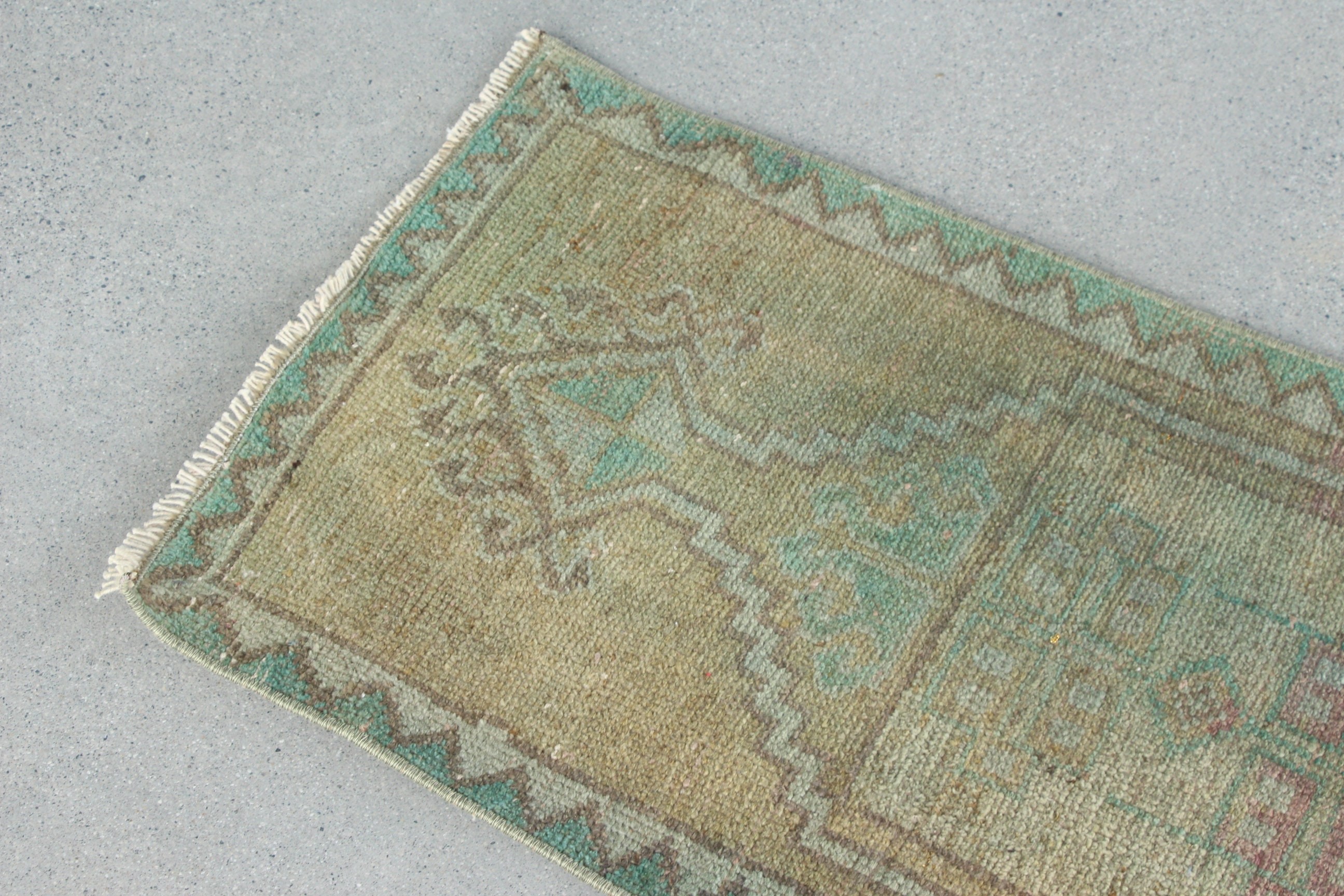 Vintage Rug, Kitchen Rug, Bedroom Rug, Turkish Rug, Boho Rug, Small Boho Rugs, Rugs for Bathroom, 1.6x3 ft Small Rug, Green Anatolian Rug