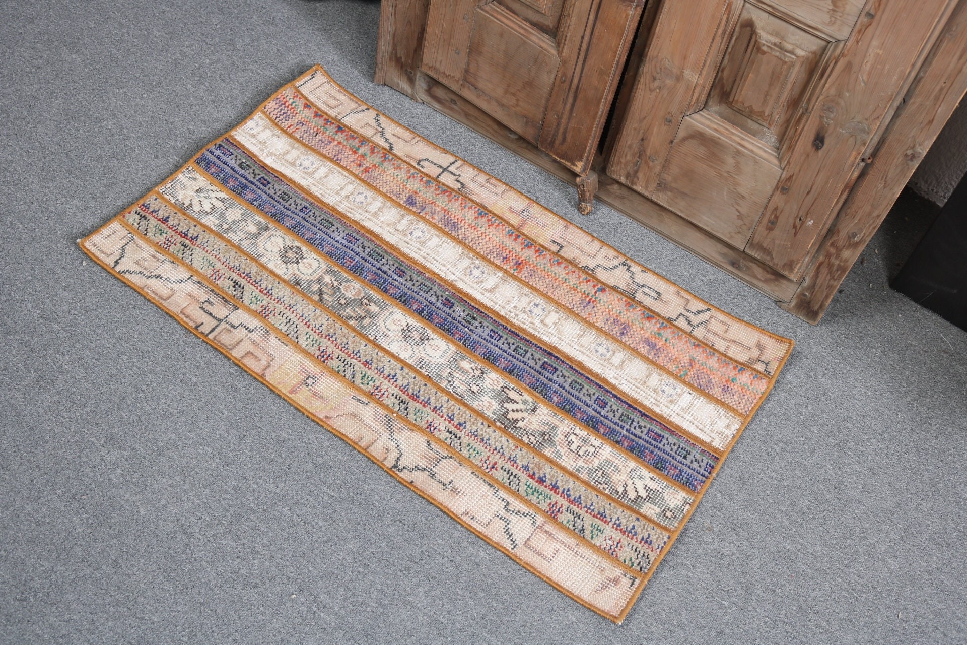 Beige Wool Rugs, Vintage Rugs, Turkish Rug, Small Area Rug, Door Mat Rug, 1.8x3.1 ft Small Rug, Antique Rugs, Boho Rugs