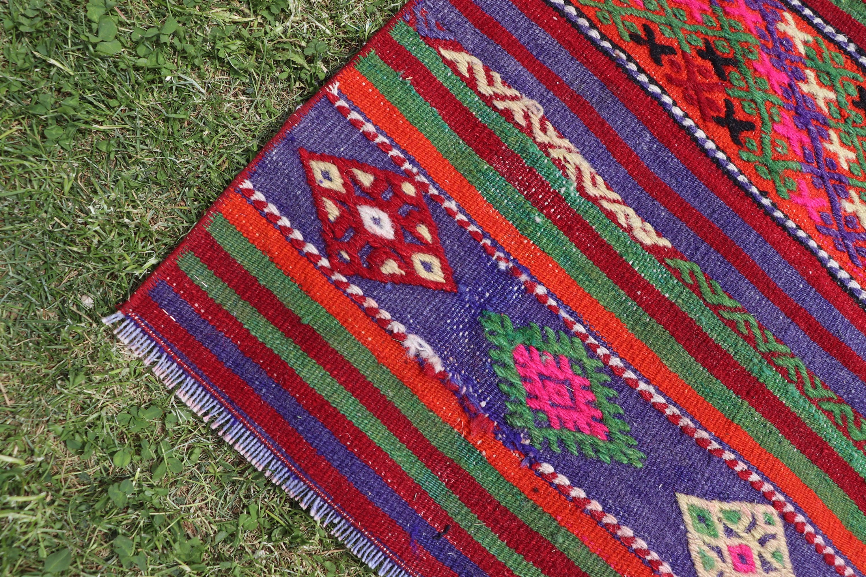 2.9x10.7 ft Runner Halılar, Vintage Halılar, Kilim, Beni Ourain Runner Halılar, Gökkuşağı Anadolu Halıları, Yatak Odası Halısı, Yün Halılar, Türk Halıları