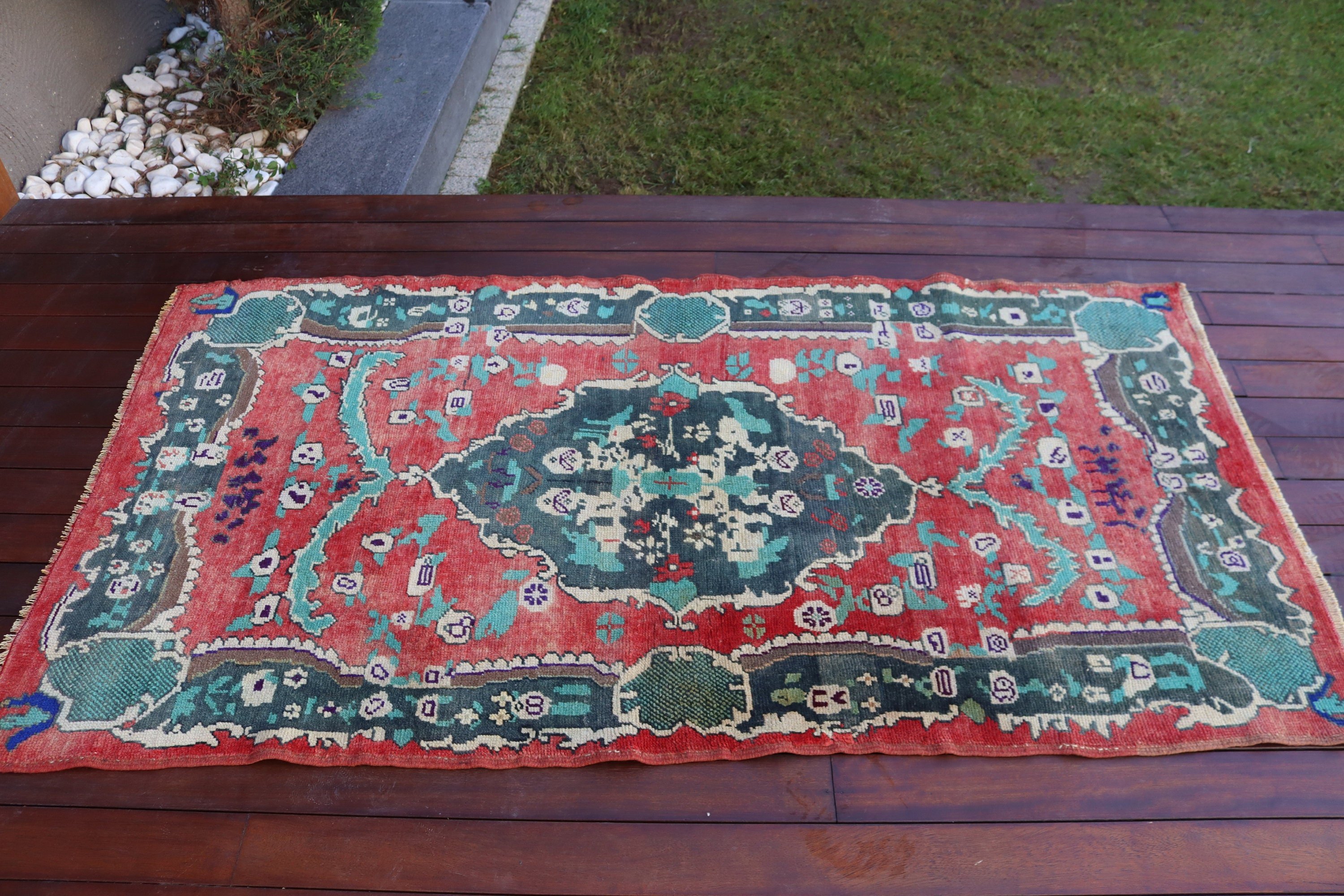 Düz Dokuma Halı, 3.1x6 ft Aksan Halı, Kırmızı Açıklama Halıları, Giriş Halısı, Türk Halısı, Vintage Halılar, Çocuk Odası Halıları, Yatak Odası Halıları, Oushak Halıları