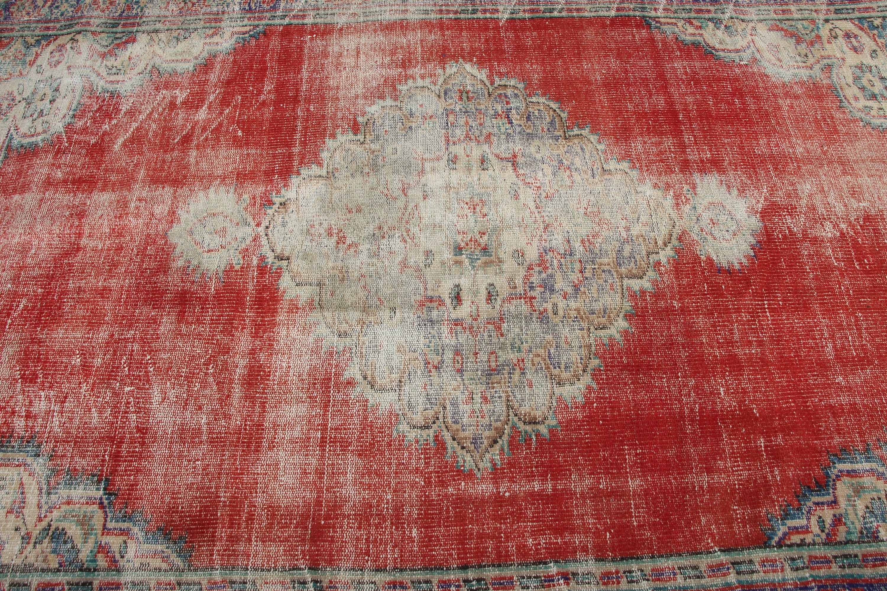 Vintage Rug, Oushak Rug, Turkish Rugs, Salon Rug, Antique Rug, 5.6x8.5 ft Large Rugs, Pastel Rugs, Rugs for Salon, Art Rug, Red Bedroom Rug