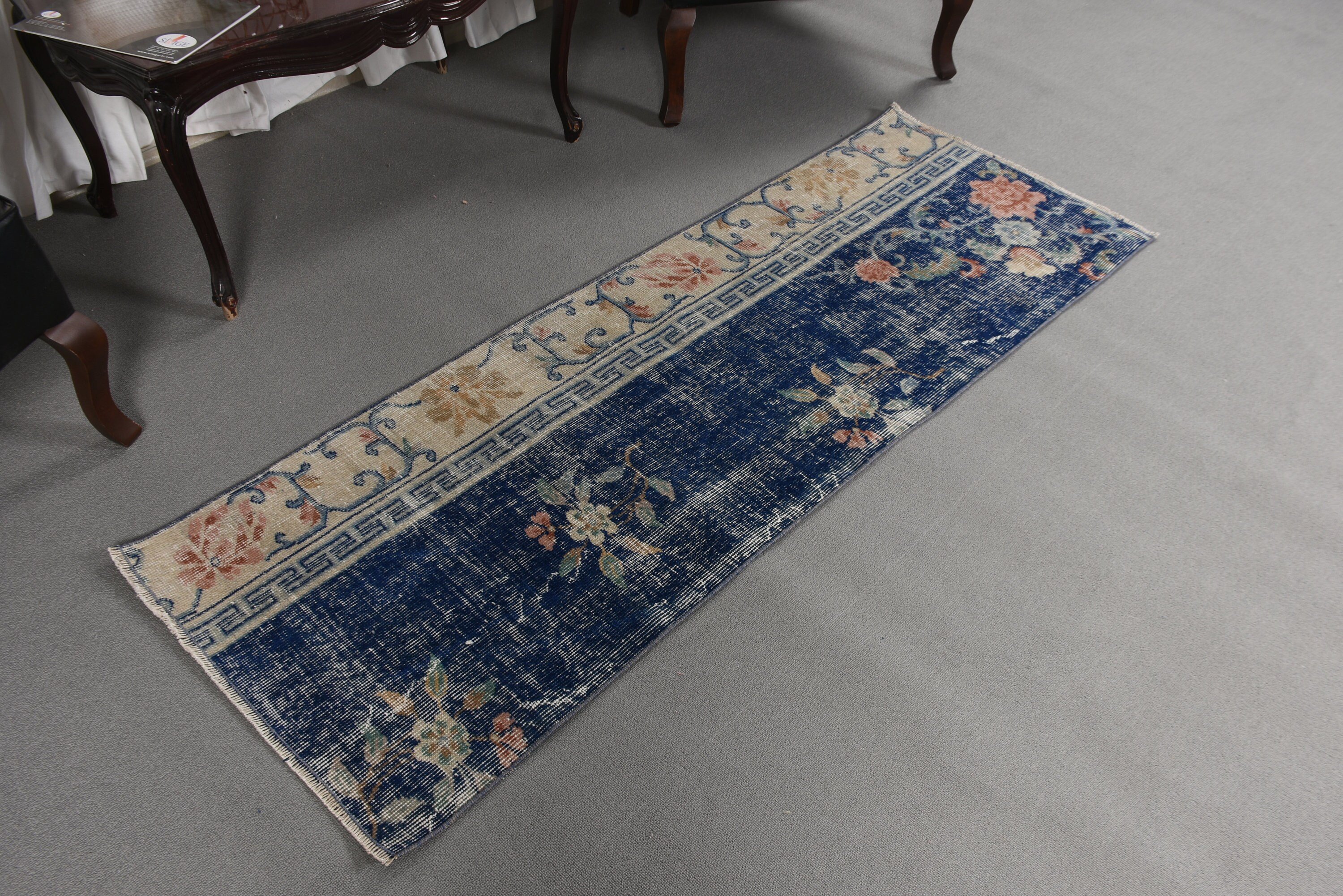 Mavi Yün Halı, Anadolu Halıları, Vintage Halılar, Beni Ourain Runner Halıları, Koridor Halıları, Ev Dekorasyonu Halısı, 2.1x6 ft Runner Halıları, Türk Halıları