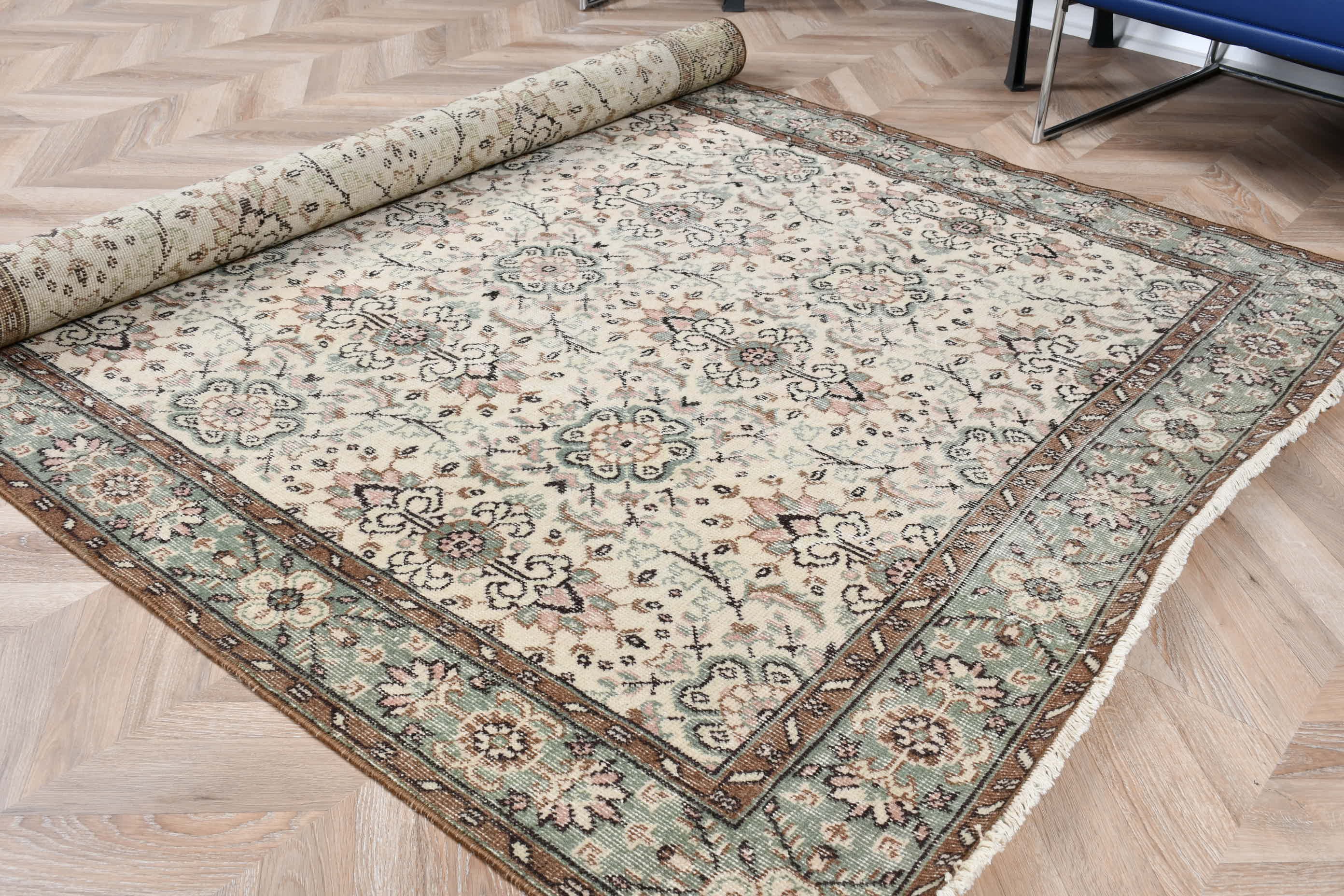 Home Decor Rugs, Dining Room Rug, Vintage Rugs, Salon Rugs, Custom Rugs, Turkish Rug, 5.5x8.5 ft Large Rug, Antique Rugs, Beige Oushak Rug