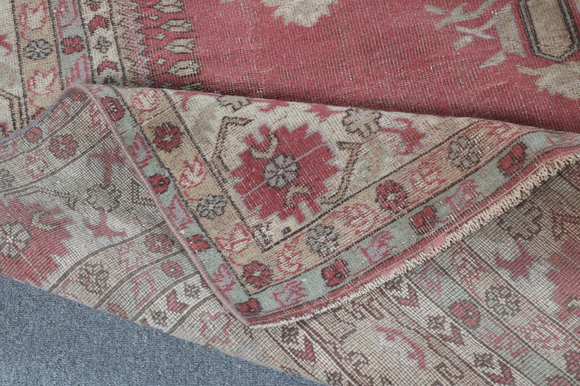 Vintage Halı, 5.3x7.8 ft Büyük Halılar, Ofis Halıları, Büyük Boho Halıları, Düz Dokuma Halı, Boho Halıları, Kırmızı Lüks Halılar, Türk Halısı, Büyük Oushak Halıları