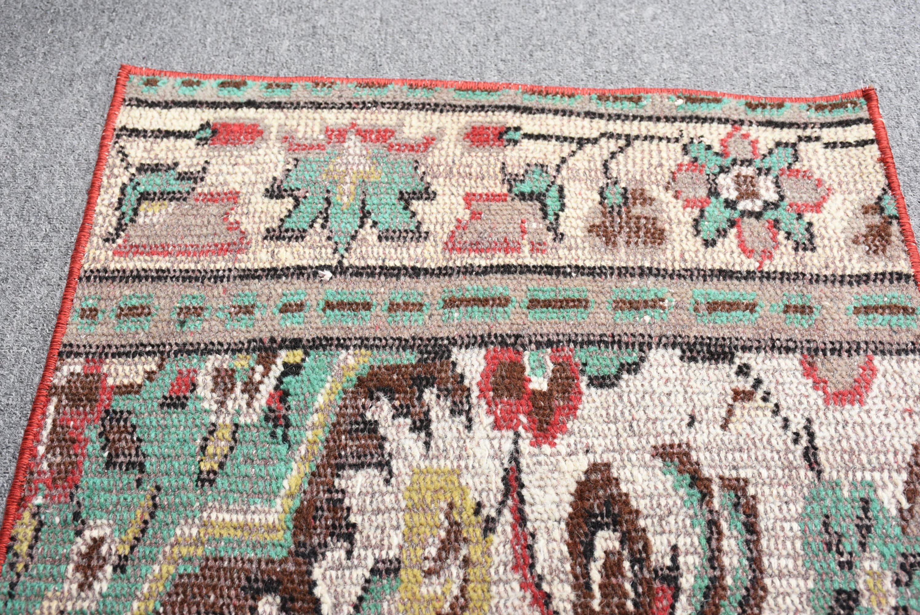 Pale Rug, Kitchen Rugs, Vintage Rug, Wool Rug, Turkish Rug, Rugs for Kitchen, Bedroom Rugs, 1.7x2.8 ft Small Rug, Oushak Rug, Red Cool Rug