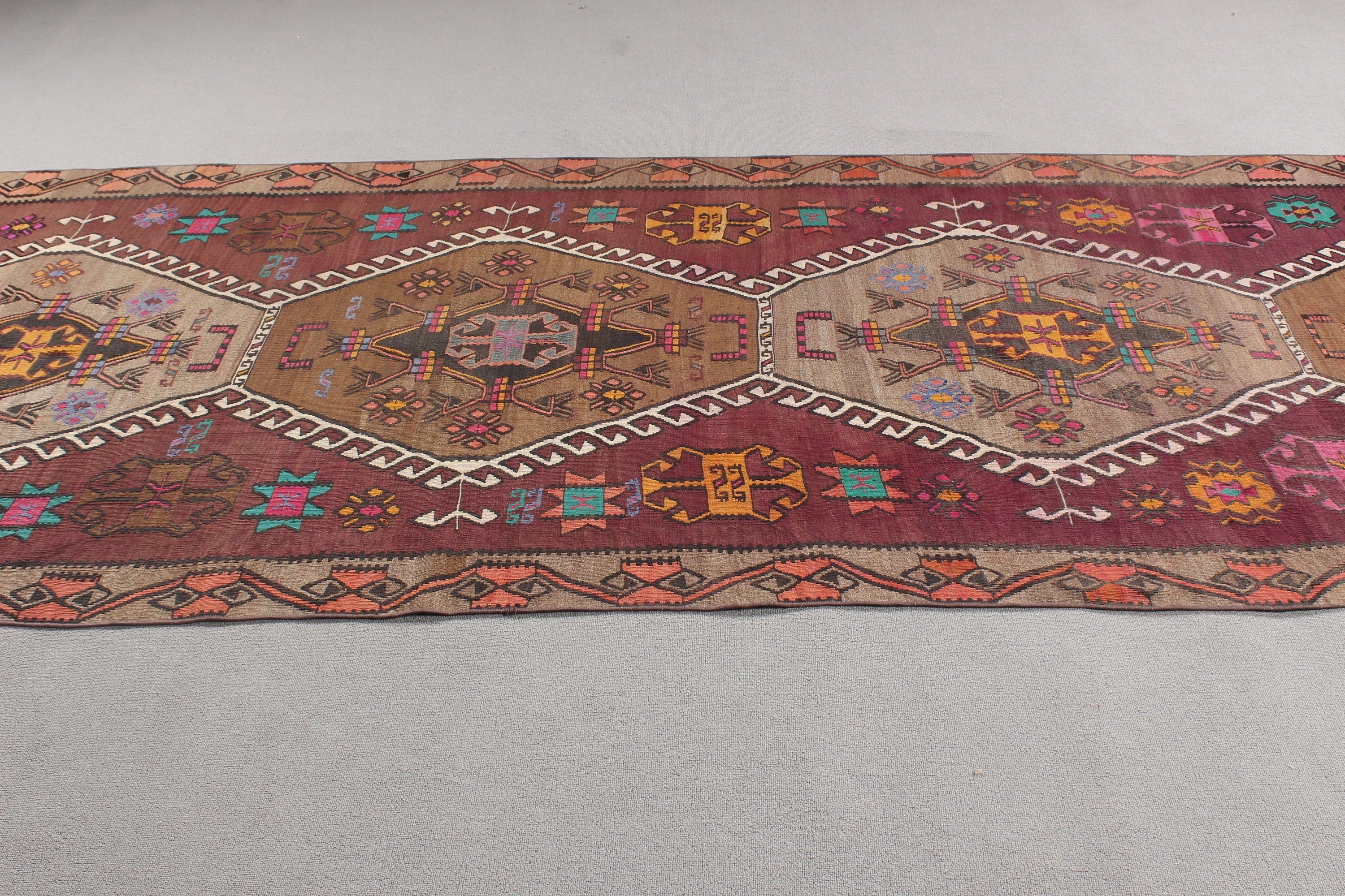 Türk Halısı, Kırmızı Antika Halı, Mutfak Halıları, Merdiven Halısı, Kilim, Vintage Halı, Koridor Halıları, Bildiri Halısı, 4.3x13.5 ft Yolluk Halısı