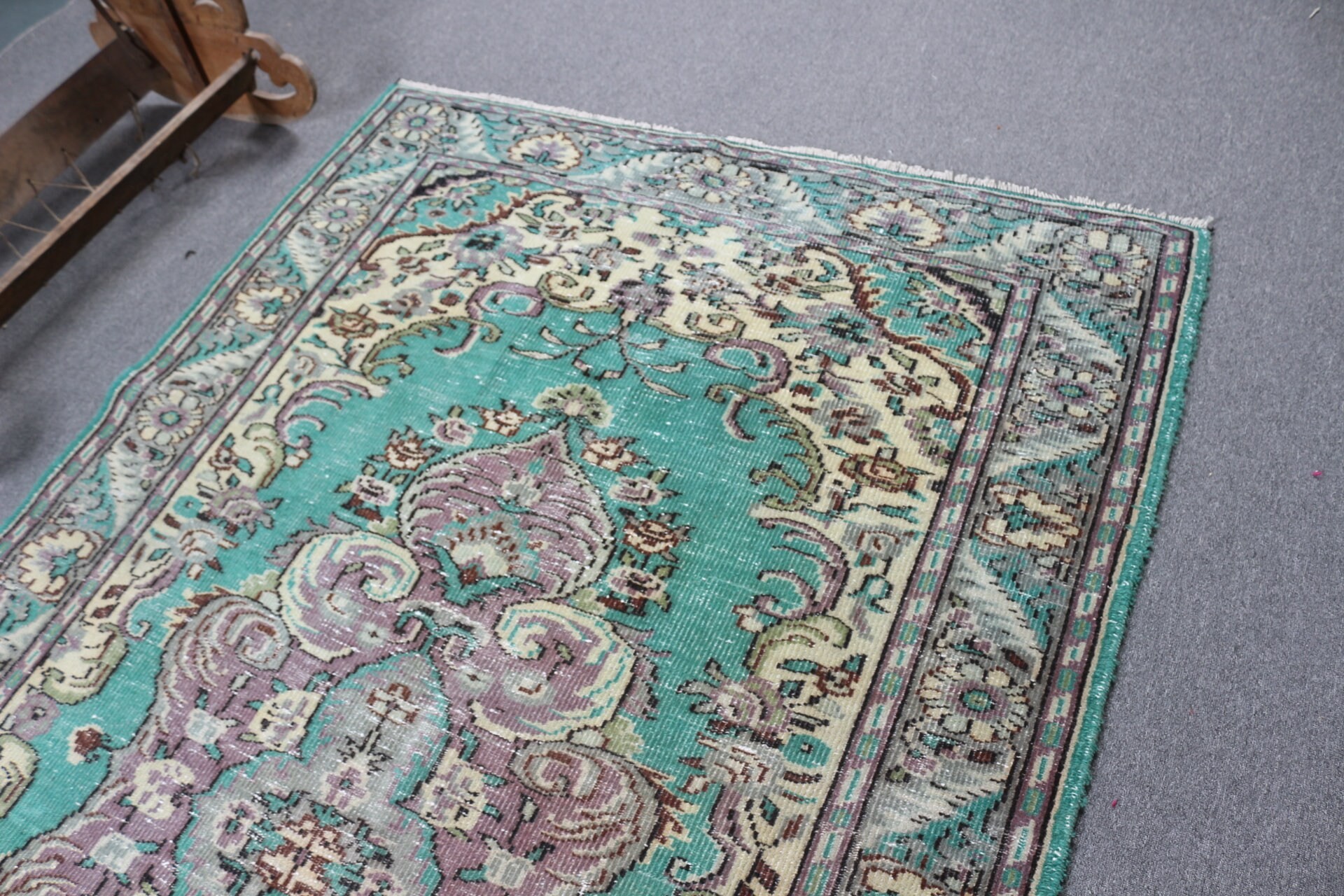 Floor Rug, Vintage Rug, Salon Rug, Rugs for Bedroom, 5.2x8.5 ft Large Rug, Antique Rug, Turkish Rug, Green Oriental Rug, Bedroom Rugs