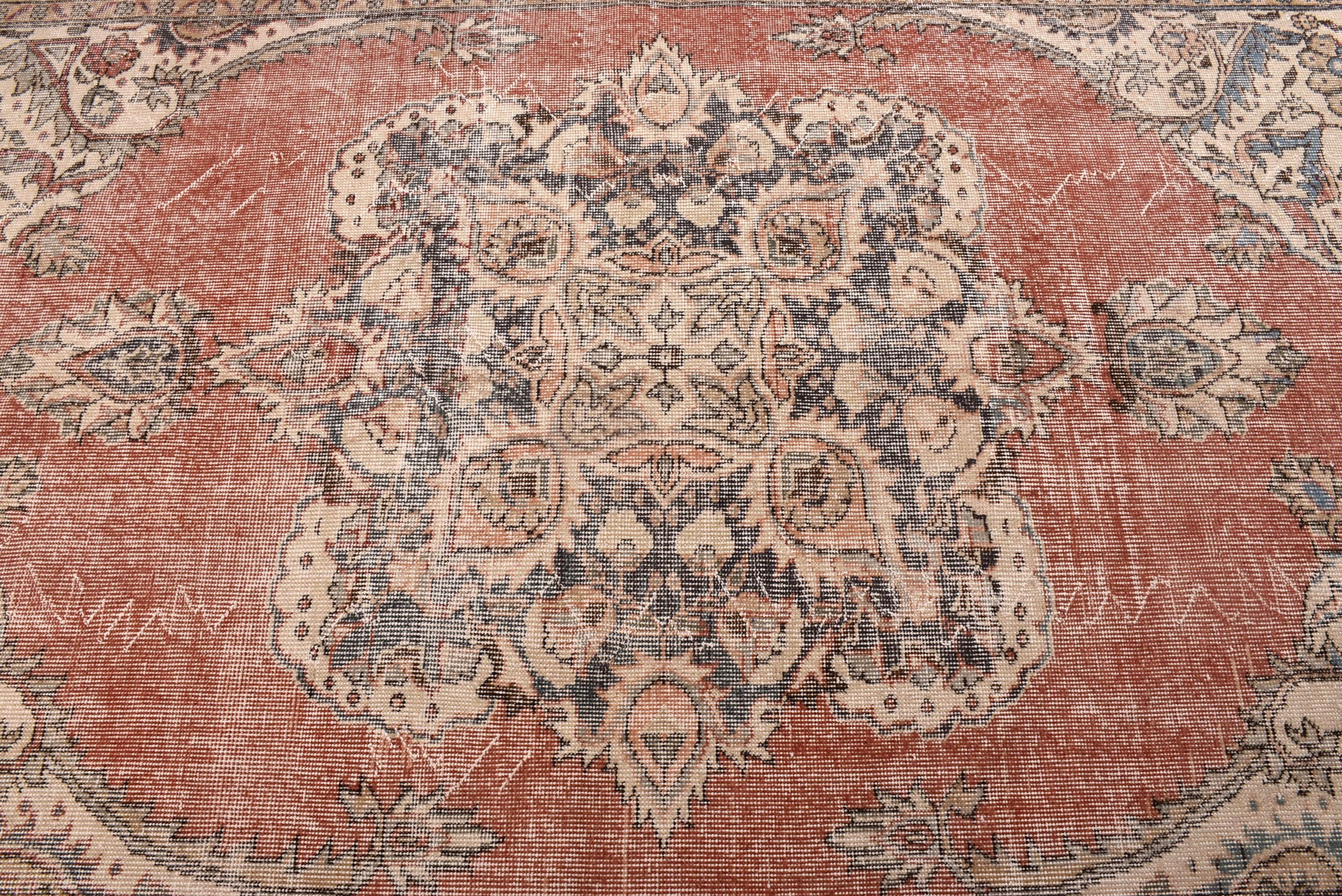 Açıklama Halısı, Egzotik Halılar, Vintage Halı, 6,2x9,9 ft Büyük Halı, Büyük Boho Halıları, Salon Halıları, Kırmızı Oryantal Halı, Türk Halısı, Düz Dokuma Halılar