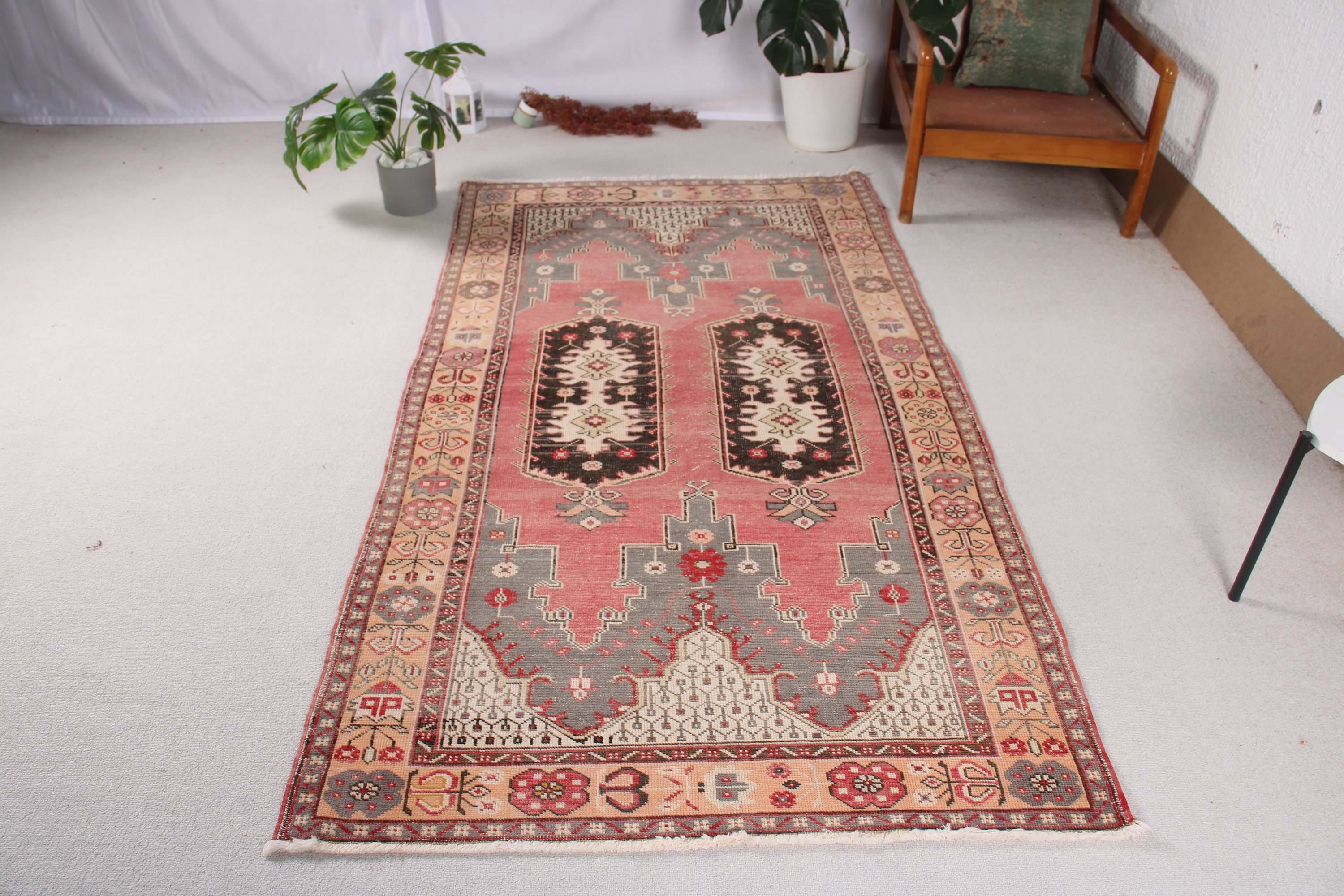 Handwoven Rugs, Turkish Rugs, 3.9x7.3 ft Area Rug, Anatolian Rug, Vintage Rug, Luxury Rugs, Rugs for Area, Red Cool Rugs, Dining Room Rug