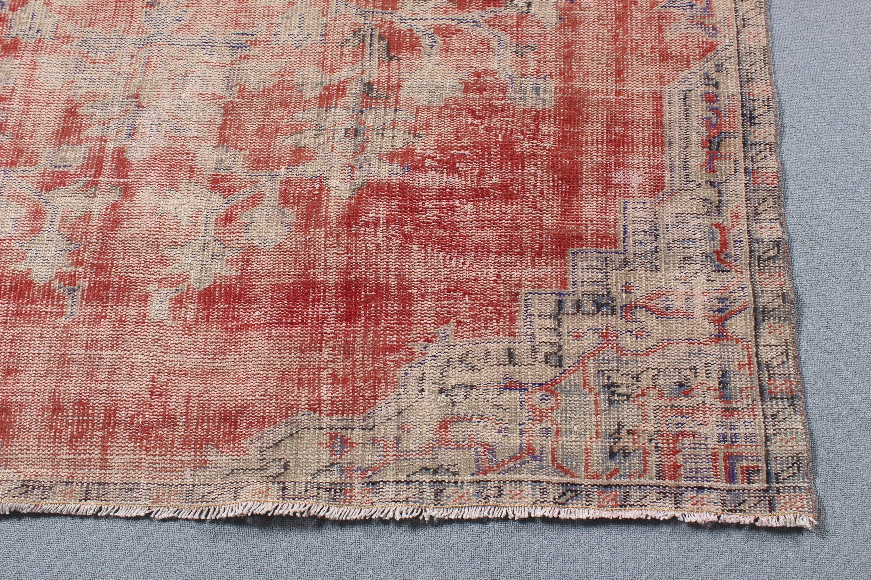 Turkish Rugs, Handwoven Rug, Geometric Rugs, Red Bedroom Rug, Vintage Rug, 5.9x8.8 ft Large Rug, Salon Rug, Artistic Rugs, Living Room Rugs