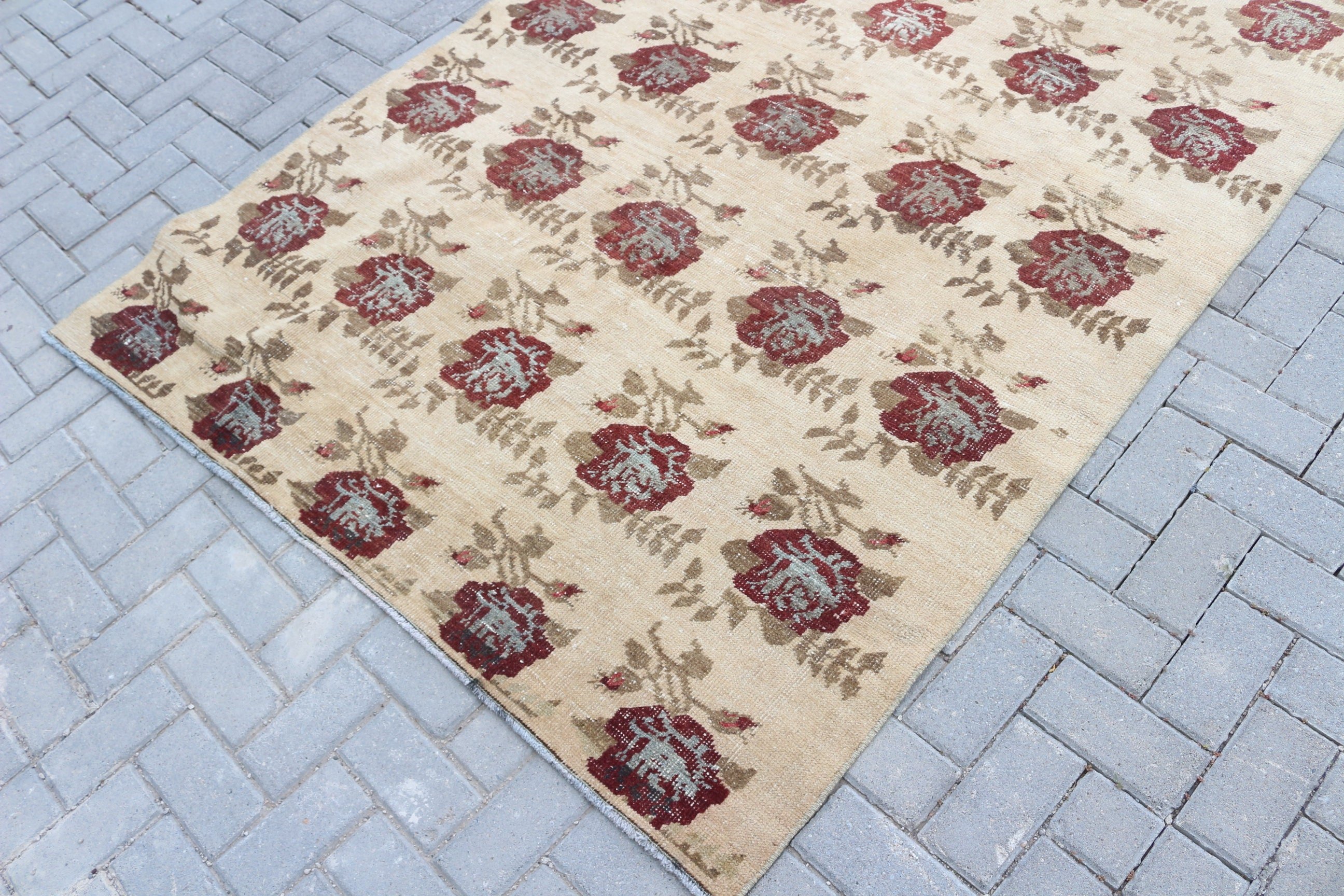 Vintage Rugs, Wool Rug, Bedroom Rug, Oushak Rug, Living Room Rug, Large Wool Rug Rugs, Turkish Rug, Beige Floor Rug, 5.1x8.9 ft Large Rugs