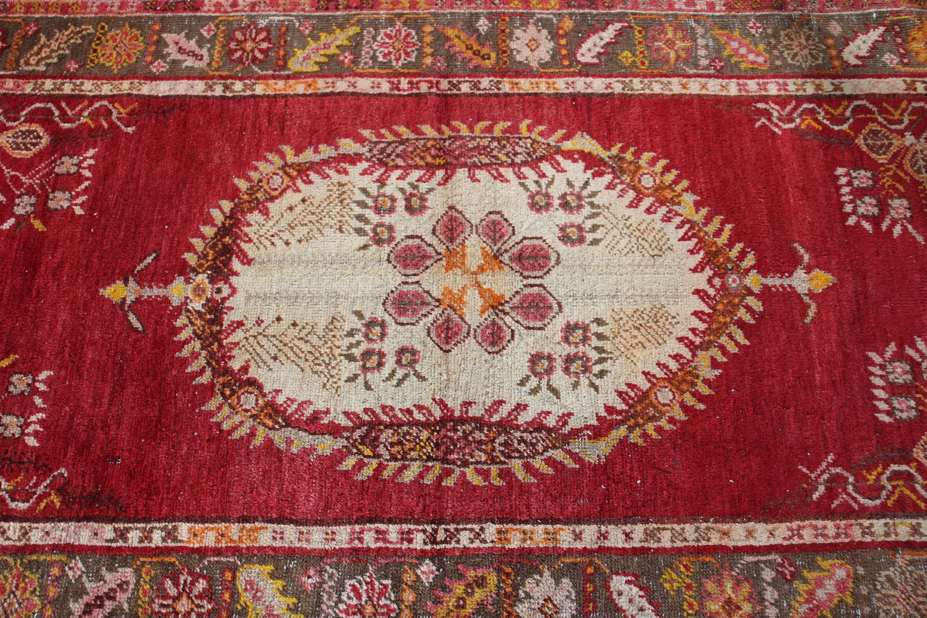 Turkish Rugs, Kitchen Rugs, 3.3x5.9 ft Accent Rug, Vintage Rug, Rugs for Kitchen, Antique Rug, Red Antique Rug, Wool Rugs, Bedroom Rug