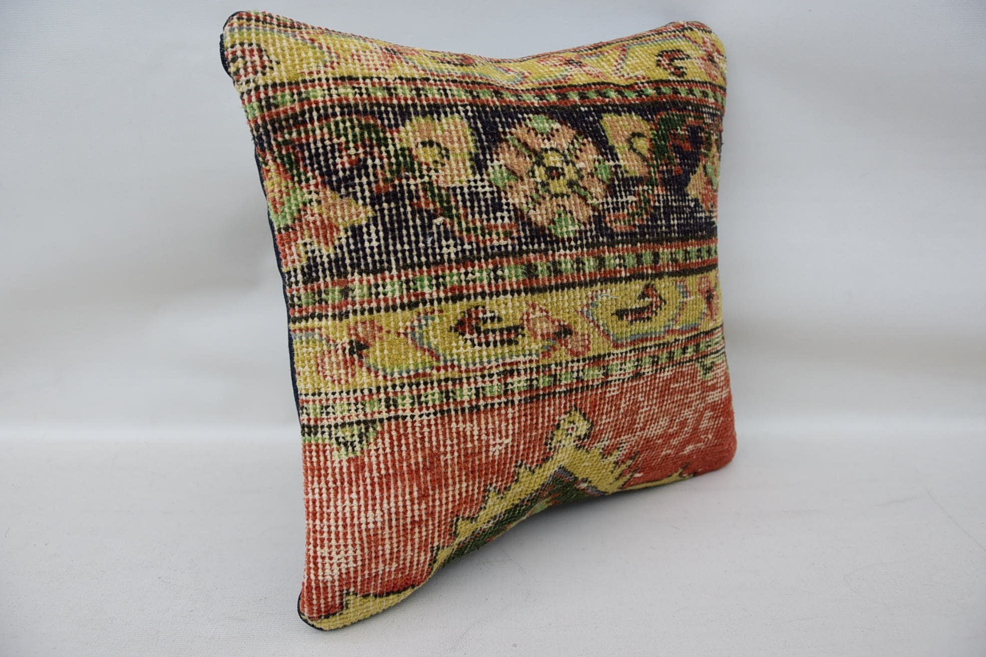 14"x14" Beige Pillow Cover, Antique Pillows, Outdoor Throw Cushion Case, Boho Pillow, Ethnical Kilim Rug Pillow, Aztec Pillow Cover