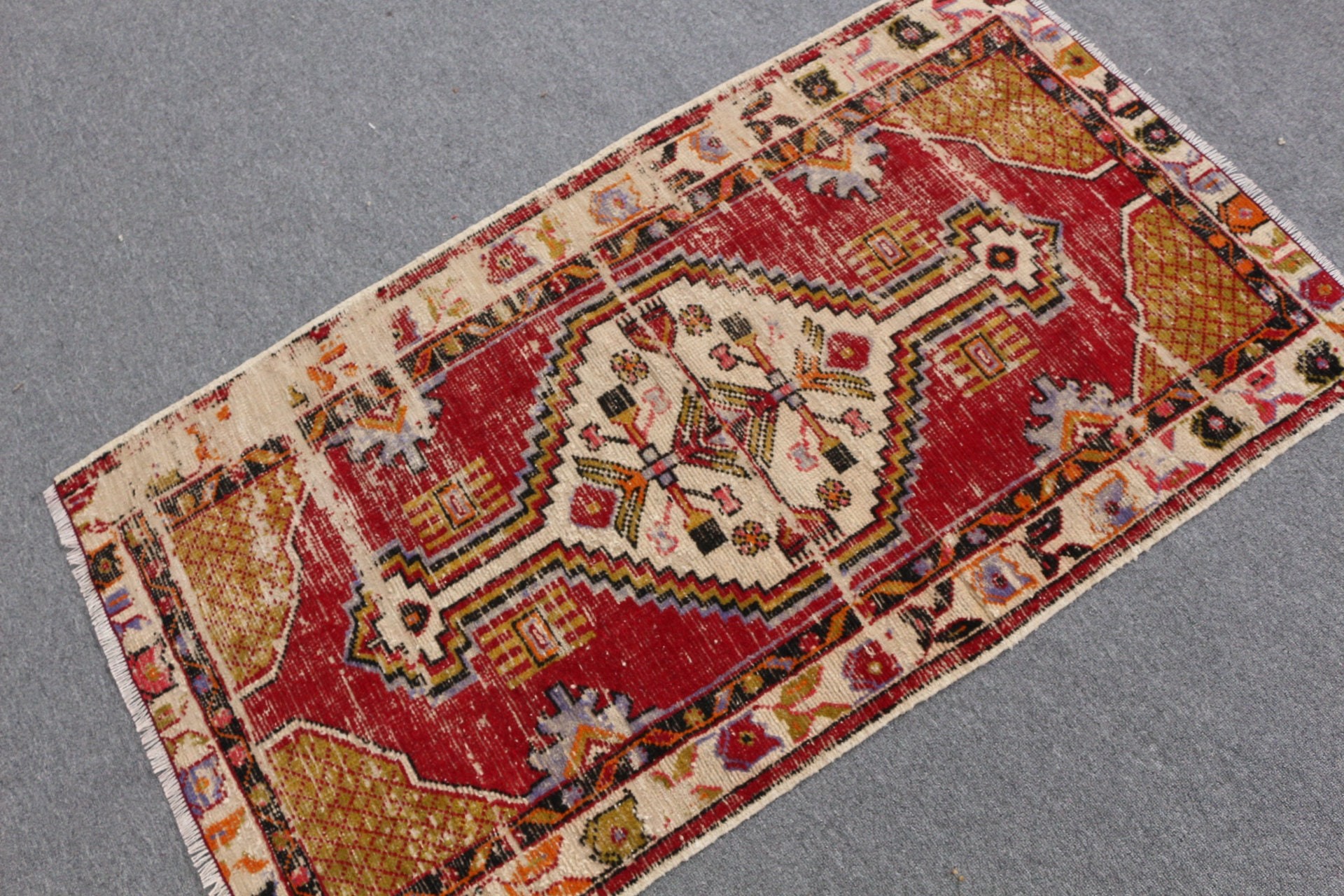 Anatolian Rug, 2.6x4.6 ft Small Rugs, Art Rug, Door Mat Rugs, Turkish Rug, Vintage Rug, Home Decor Rug, Bathroom Rugs, Red Moroccan Rug