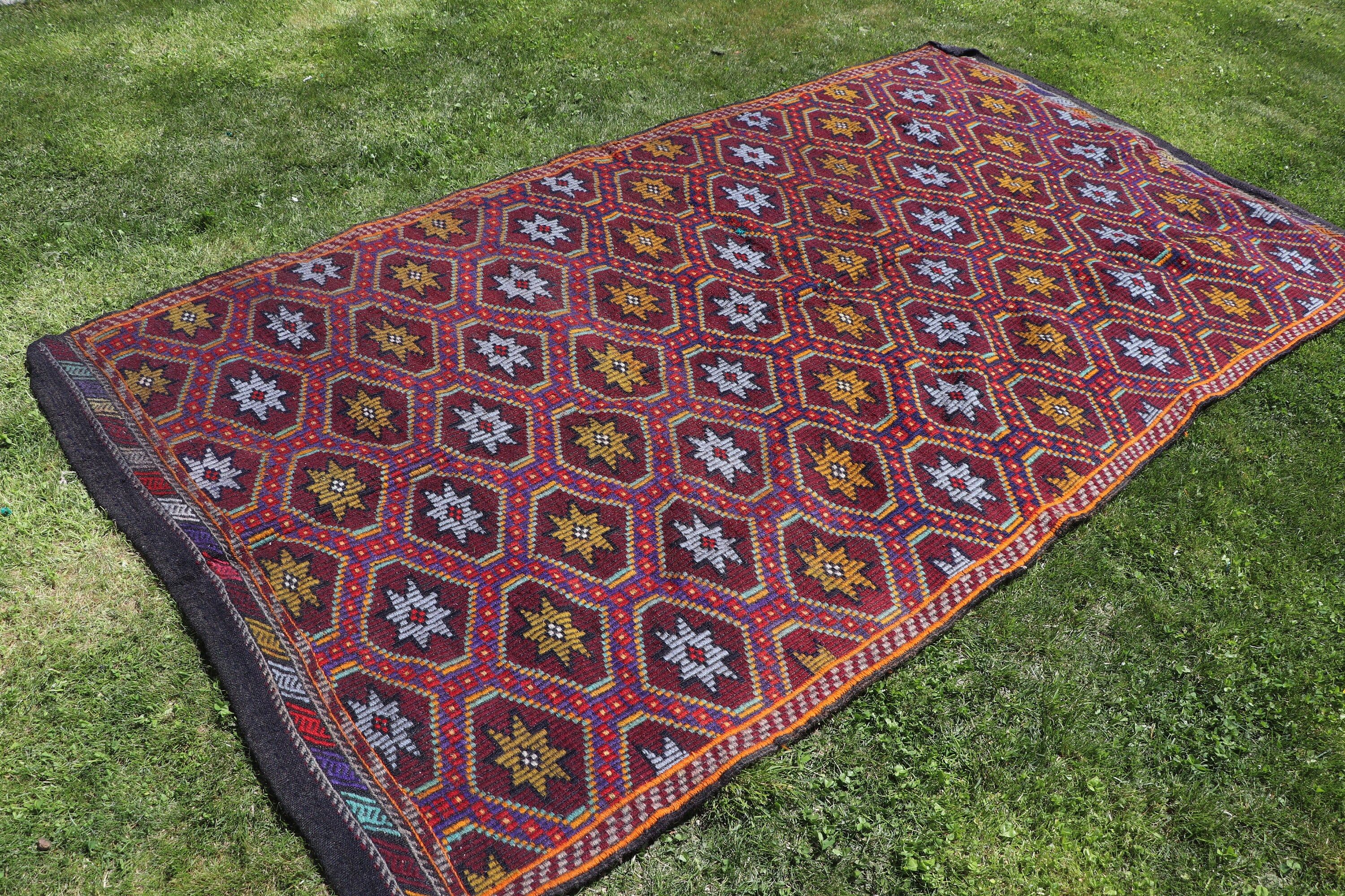 4.9x8.9 ft Large Rugs, Living Room Rug, Neutral Rug, Turkish Rugs, Vintage Rugs, Geometric Rugs, Brown Kitchen Rugs, Artistic Rugs, Kilim