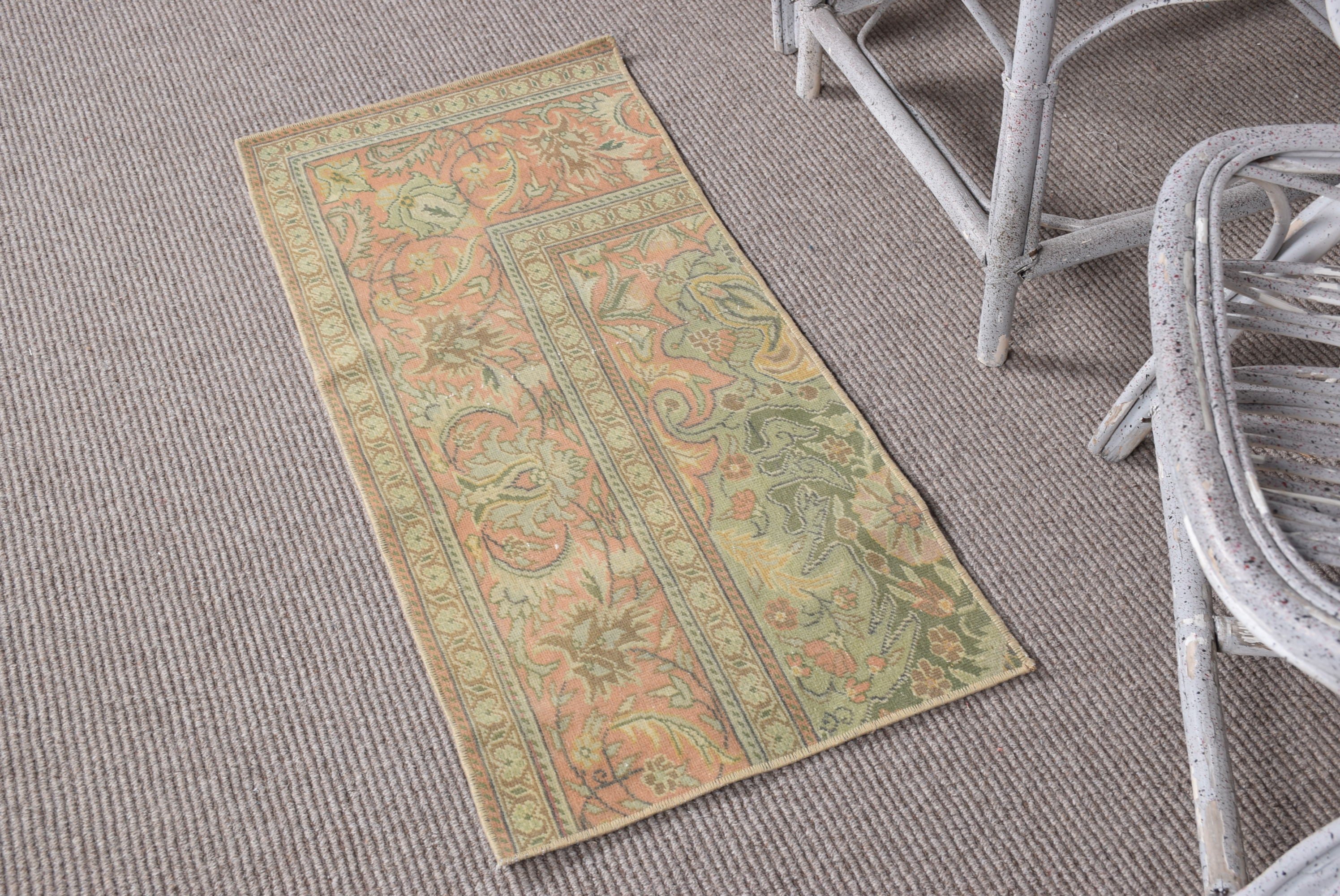Home Decor Rugs, Pink Home Decor Rugs, Bath Rug, Office Rug, Vintage Rug, 1.5x3.2 ft Small Rug, Antique Rugs, Turkish Rug, Bathroom Rug