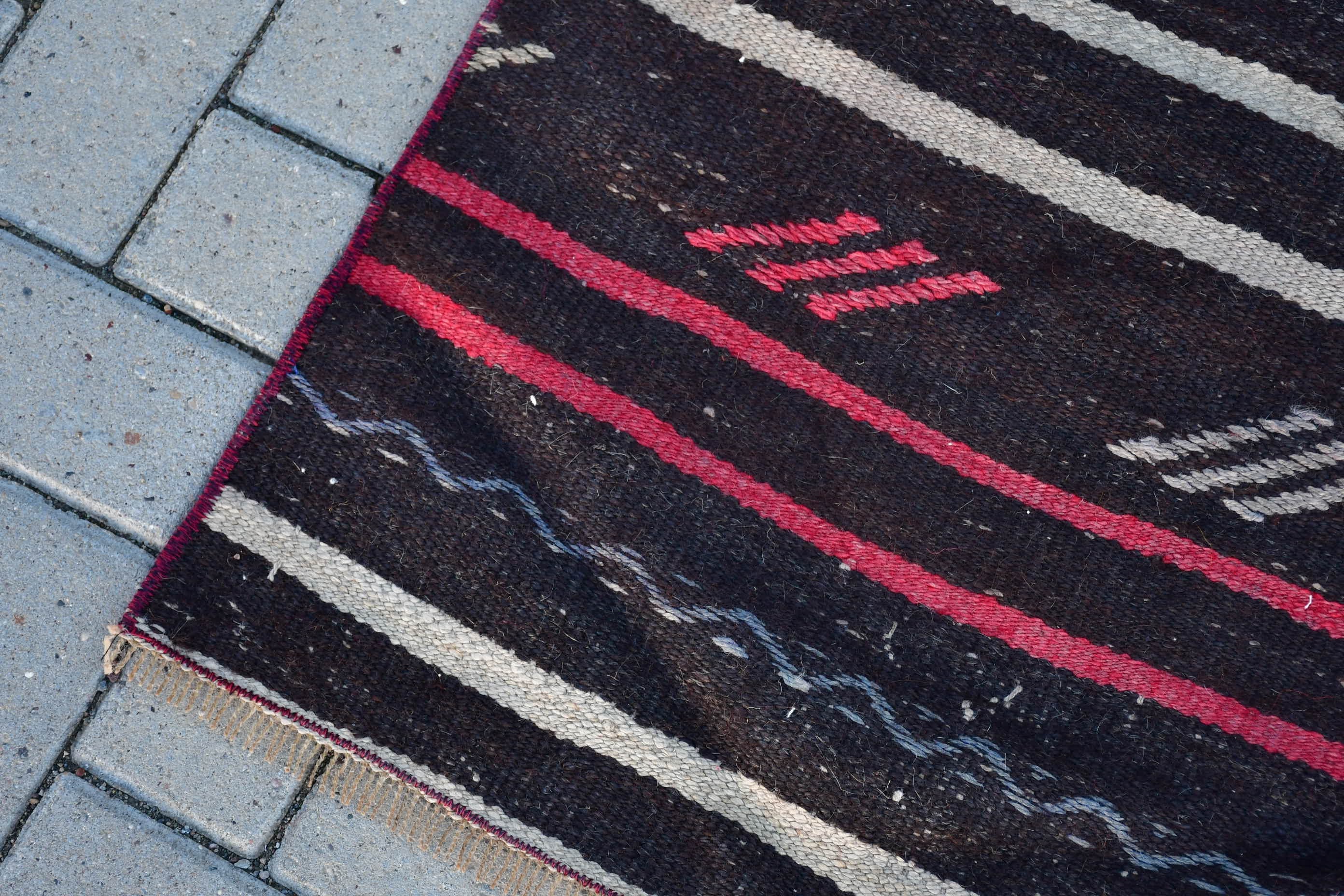 Wool Rugs, Turkish Rug, Vintage Rug, Kilim, Bedroom Rug, Living Room Rug, Brown Bedroom Rugs, 4.3x8.2 ft Area Rug, Rugs for Bedroom