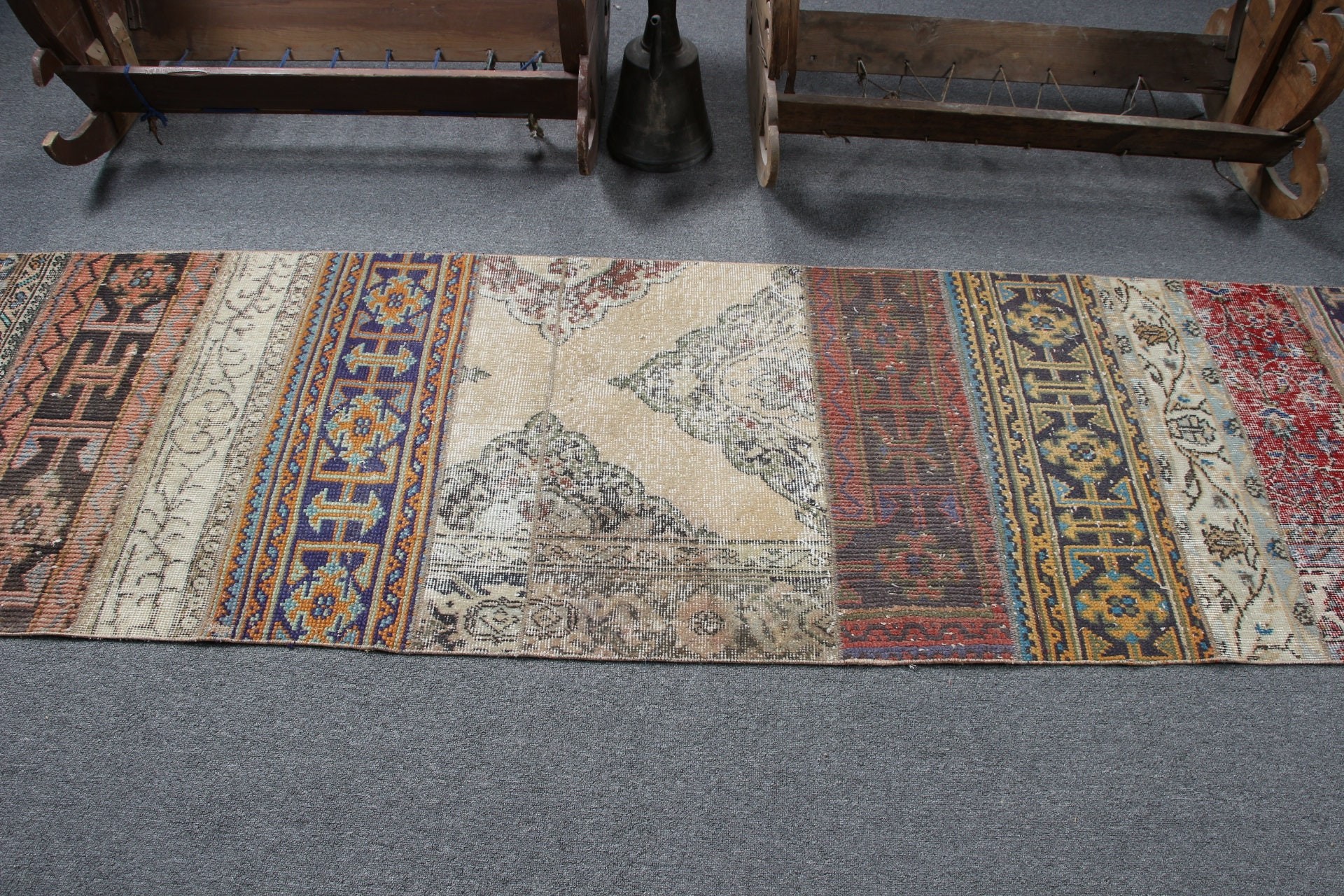 Etnik Halı, Vintage Halı, Merdiven Halıları, Havalı Halı, Antika Halılar, 2.5x8.4 ft Runner Halısı, Bej Anadolu Halısı, Koridor Halısı, Türk Halısı