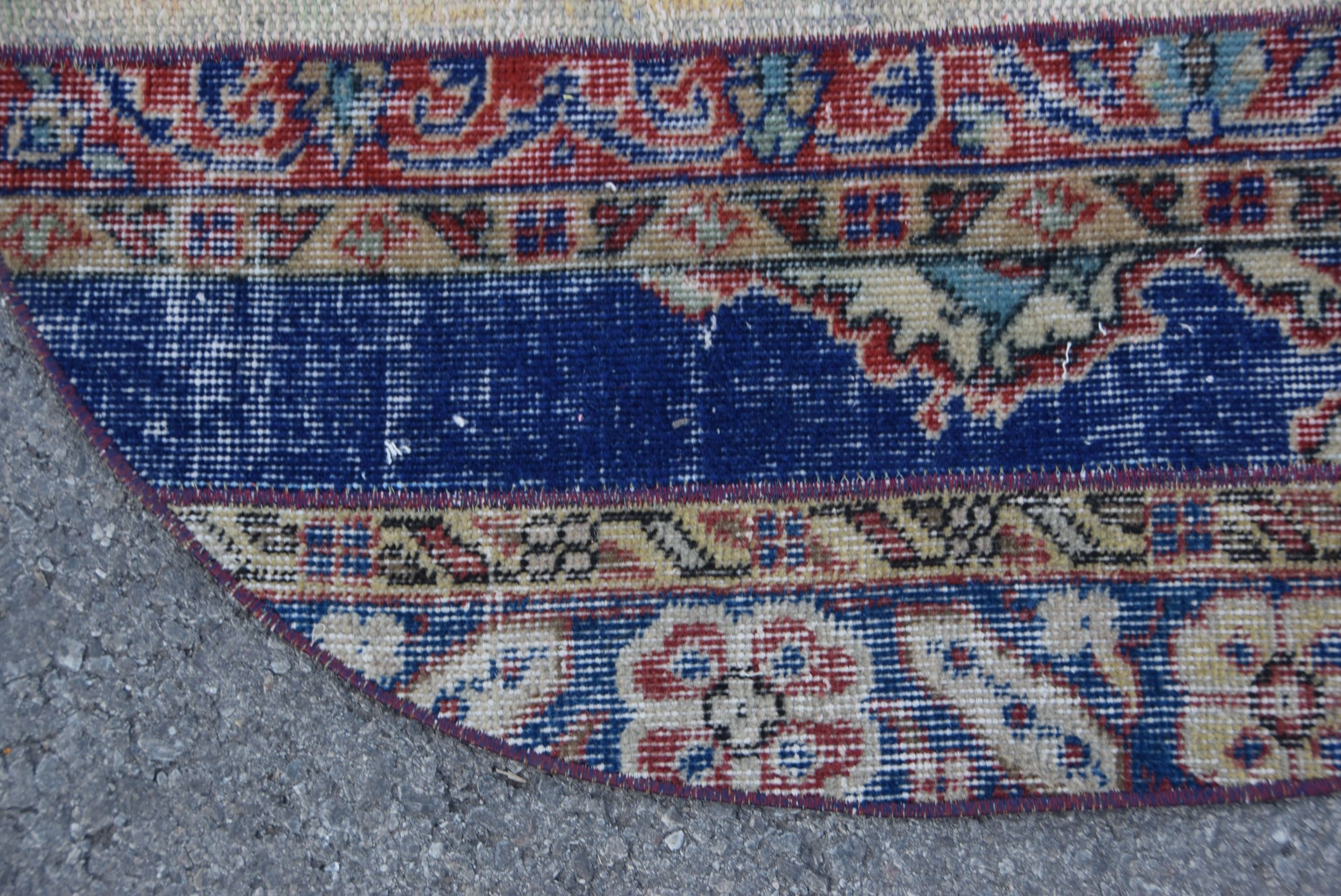 Türk Halıları, Duvara Asılı Halı, Duvara Asılı Halılar, 3x3,1 ft Küçük Halılar, Vintage Halılar, Anadolu Halısı, Mavi Yün Halılar, Mutfak Halıları