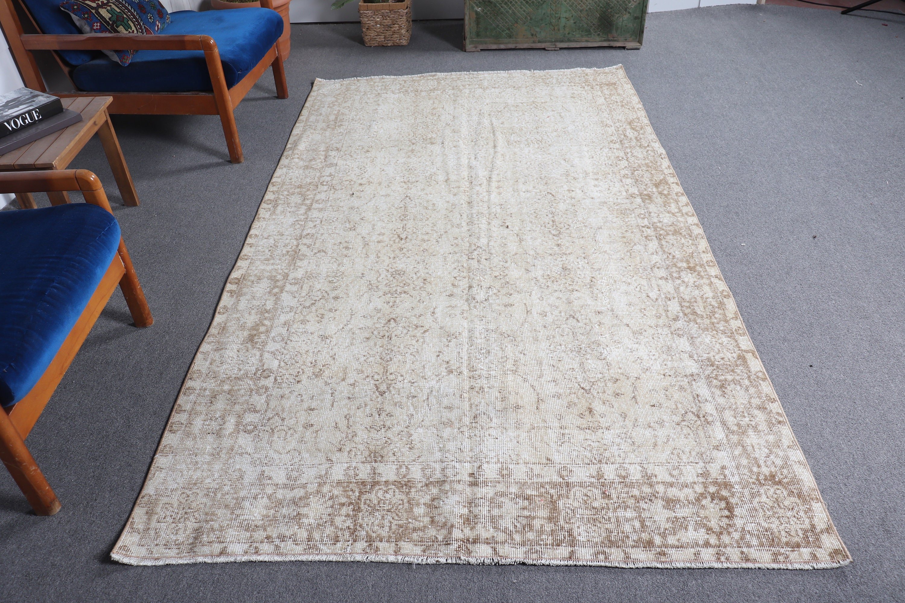 Home Decor Rug, Turkish Rug, Beige Floor Rug, Anatolian Rug, Bedroom Rug, Vintage Rug, Vintage Decor Rug, Salon Rugs, 4.9x8.6 ft Large Rug