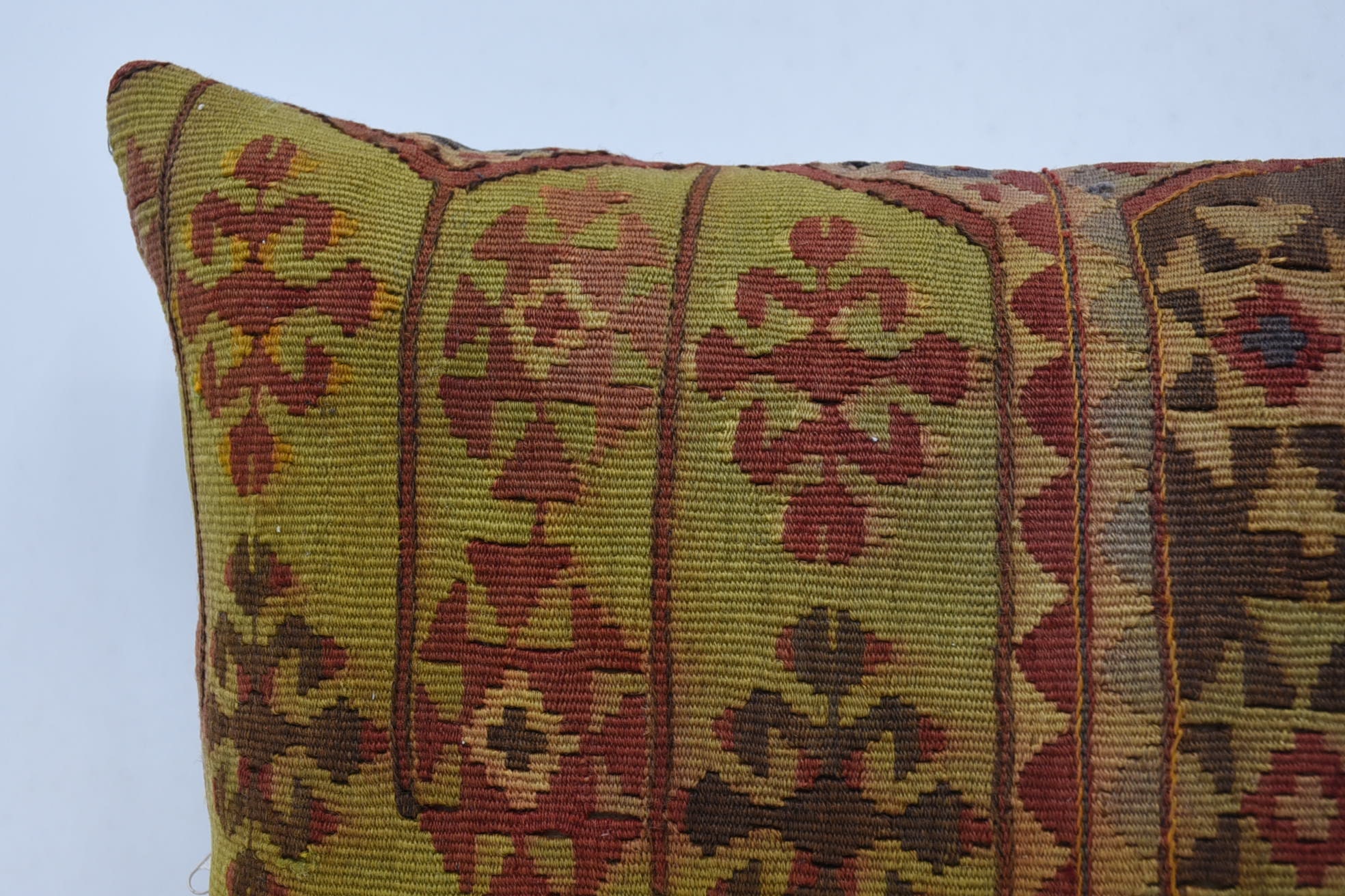 16"x24" Green Cushion Cover, Vintage Kilim Throw Pillow, Christmas Cushion Case, Kilim Pillow, Art Deco Pillow, Kilim Pillow Cover